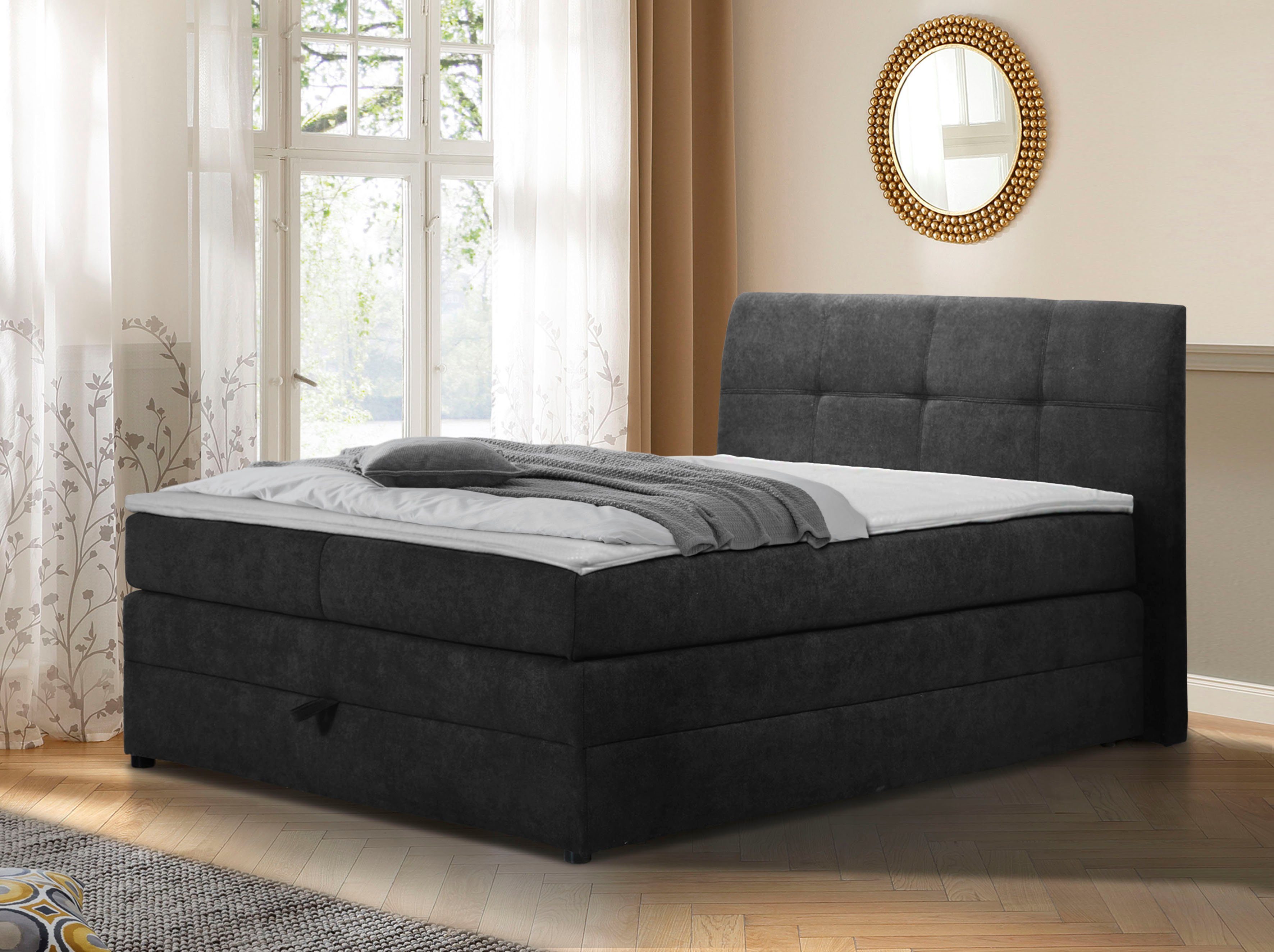 Home affaire Boxspringbett Finja, besonders komfortable Liegehöhe, mit prak günstig online kaufen
