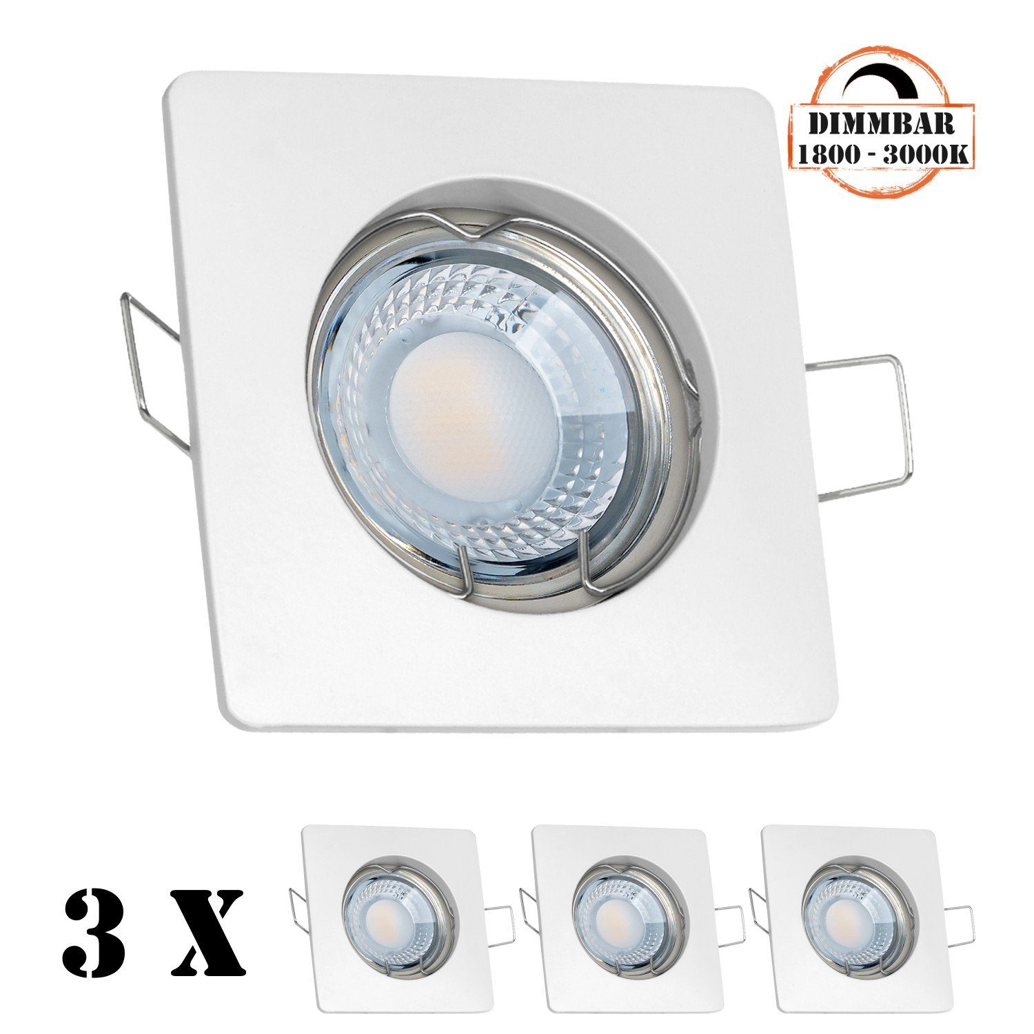 flach weiß Einbaustrahler LEDANDO extra Set von in LEDANDO 3er LED Einbaustrahler LED 5W LED mit