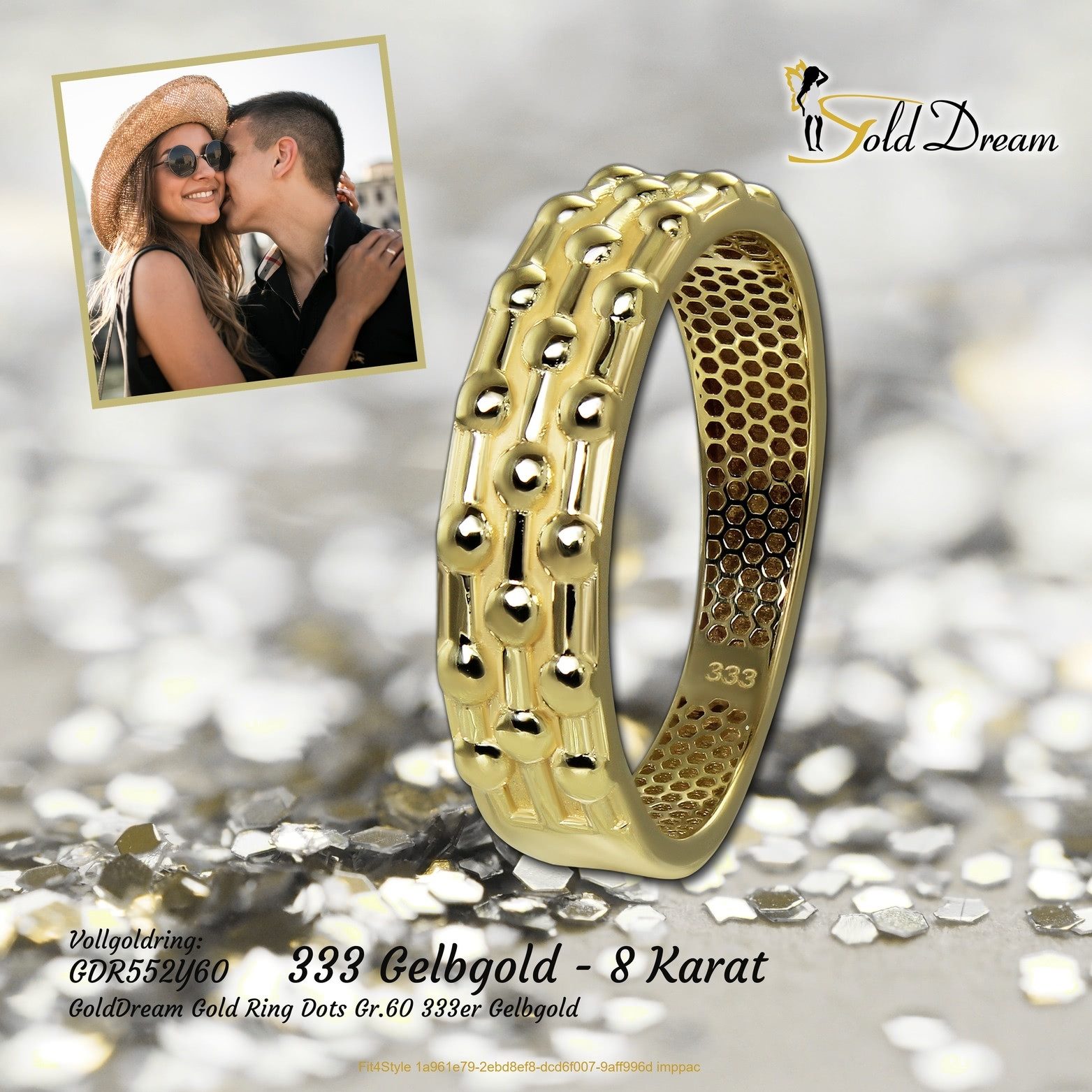 GoldDream Goldring GoldDream Gold Ring Dots Gr.60 333er, Fingerring 333 Gelbgold - 8 Karat Dots Damen Ringschmuck