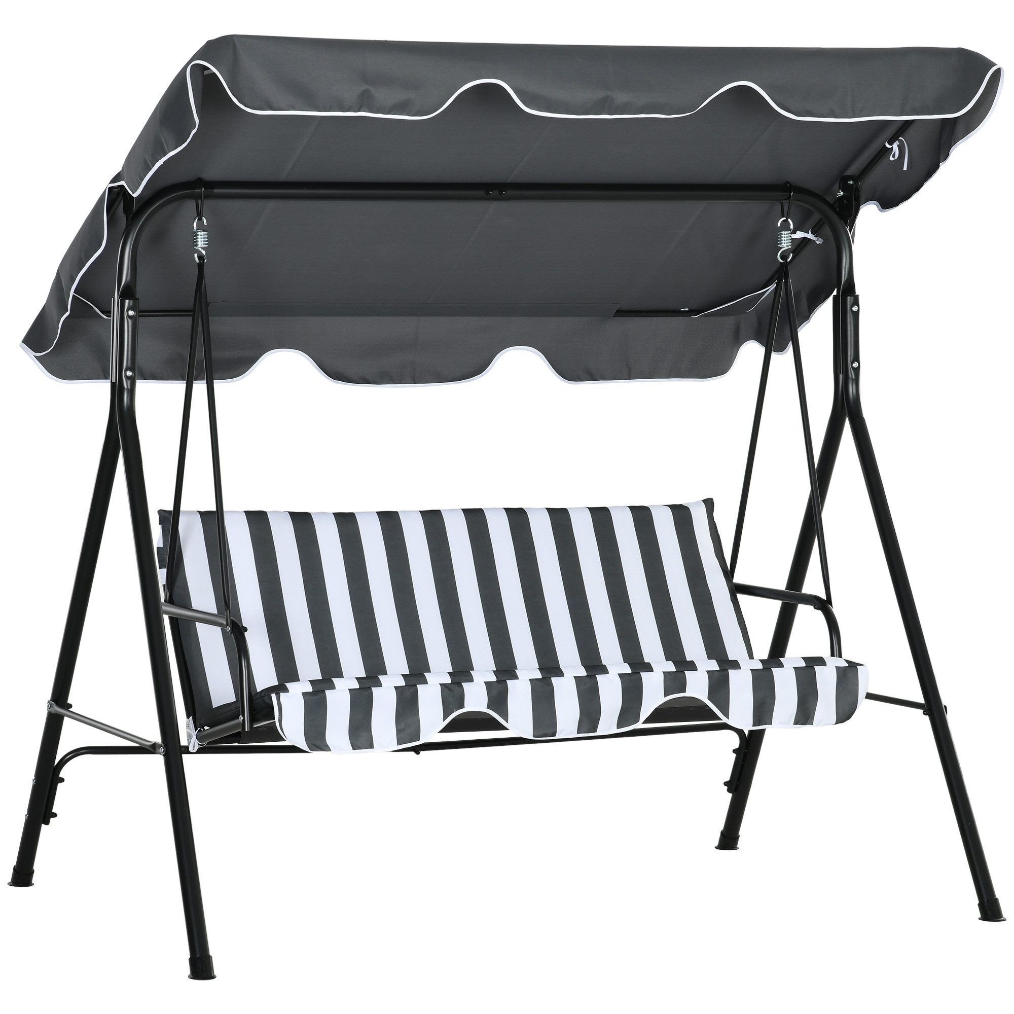 MC Star Hollywoodschaukel mit Sitzpolster, 3-Sitzer Gartenschaukel mit verstellbarem Sonnendach, Schaukelbank belast bis 240 kg, für Garten, 172 x 110 x 153 cm