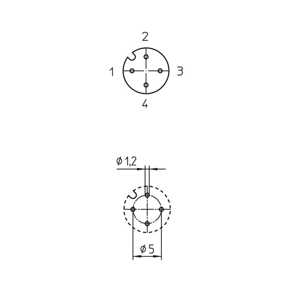 Lutronic Steckdose Lutronic 1228 Sensor-/Aktor-Einbausteckverbinder M12 Buchse, Einbau P, 1221 04 T9CP