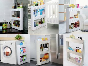 Home Collective Beistellwagen Rollwagen mit 3 Ebenen, Platzsparend, 3-stöckiger Schrank auf Rollen, geräumige Regale im modularen Design