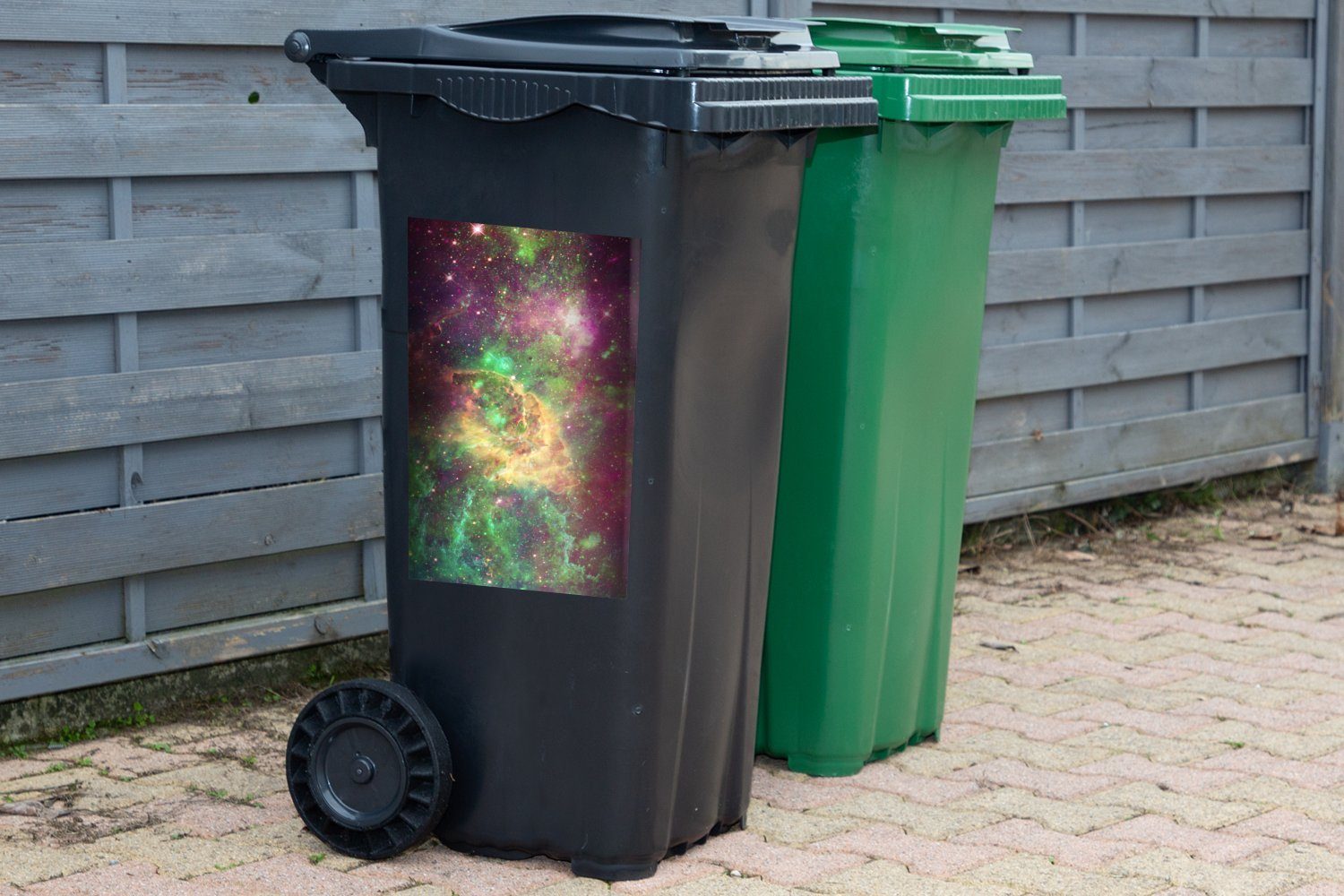 MuchoWow Wandsticker Grün - Raum St), Sterne Sticker, (1 Mülltonne, - Container, Abfalbehälter Mülleimer-aufkleber