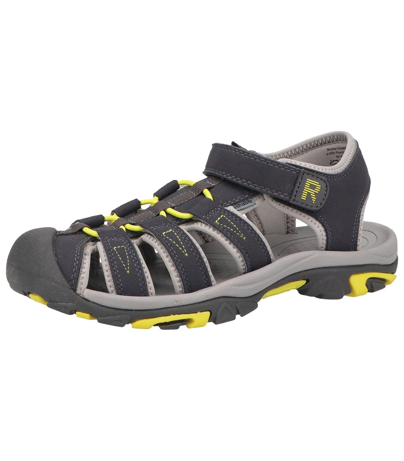 Richter Wanderschuhe Lederimitat/Textil Trekkingsandale Grau Gelb