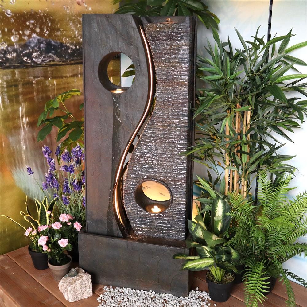 Wacredo Gartenbrunnen Premium Wasserspiel Komplettset Gambia, Wasserbecken BxT: 52x23.5 cm, Gesamtmaße: 52 x 23,5 x 119cm (L x B x H)