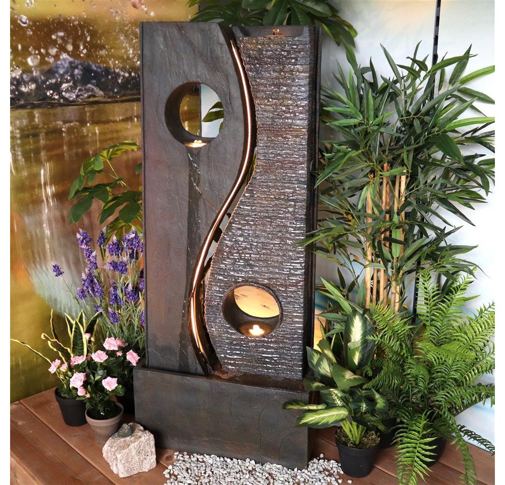 Wacredo Gartenbrunnen Premium Wasserspiel Komplettset Gambia, Wasserbecken BxT: 52x23.5 cm, Gesamtmaße: 52 x 23,5 x 119cm (L x B x H)