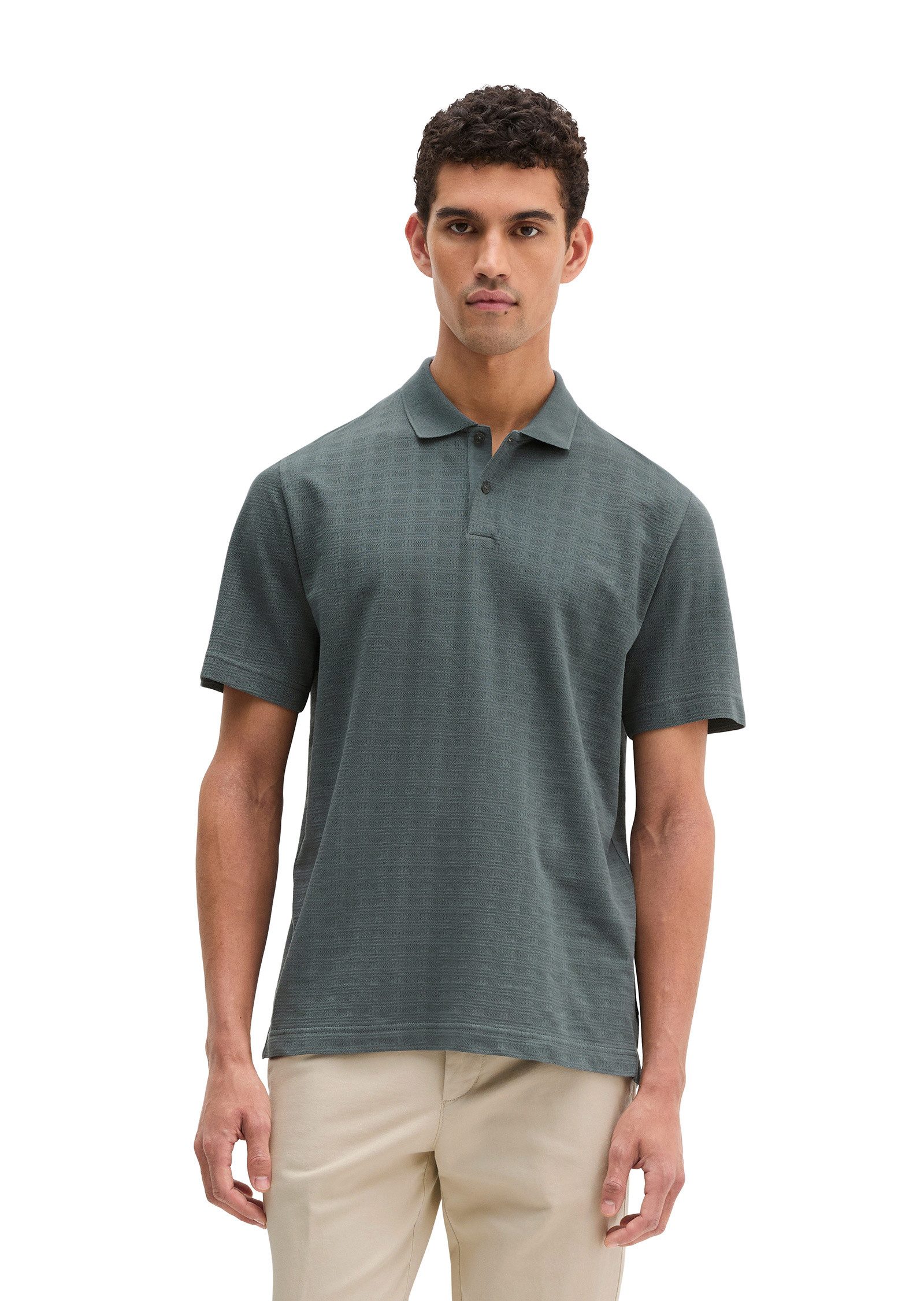 Poloshirt im strukturierten Karo-Jacquard