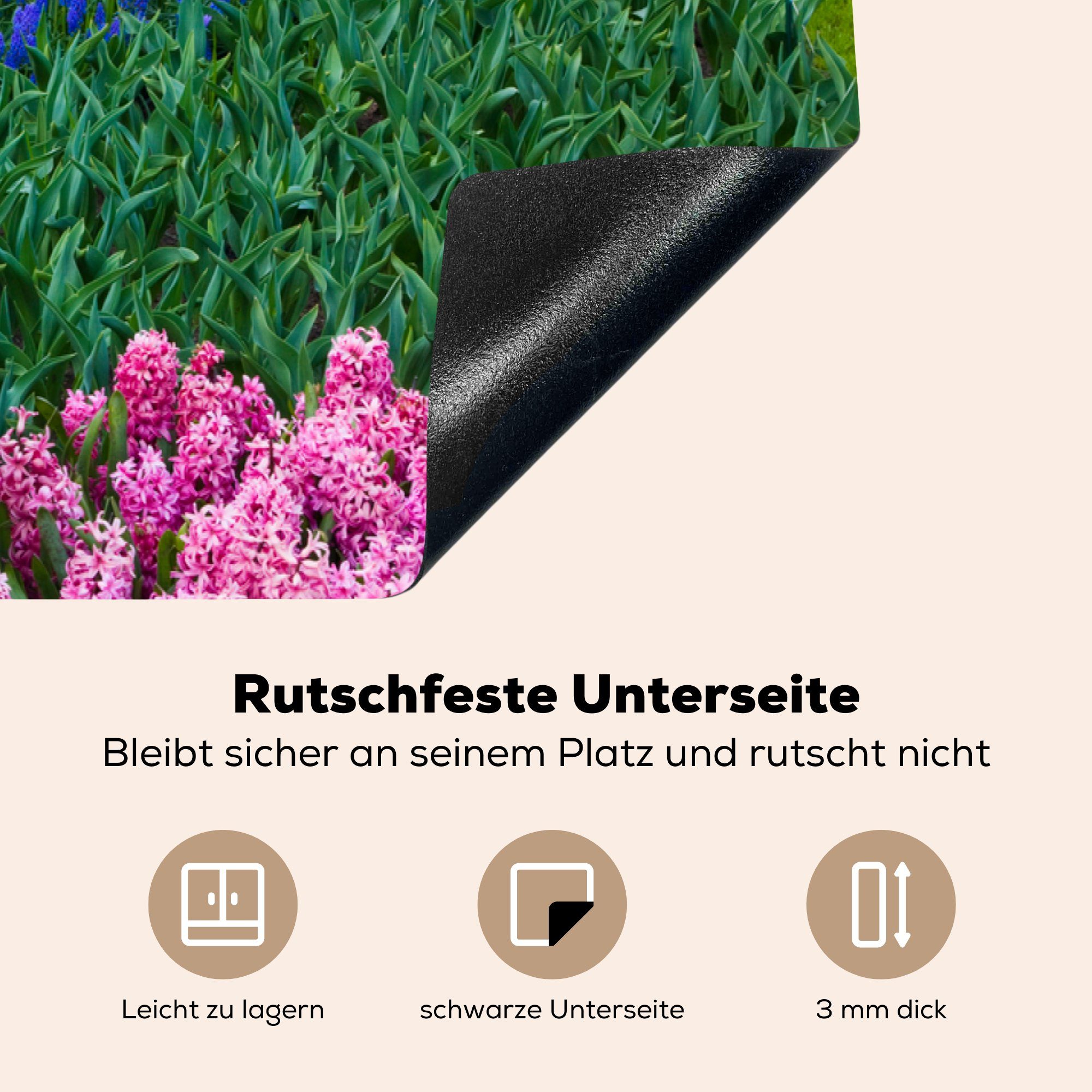 MuchoWow Herdblende-/Abdeckplatte Blumenpark cm, für Keukenhof (1 in tlg), Arbeitsplatte Südholland, 83x51 Ceranfeldabdeckung, Vinyl, küche