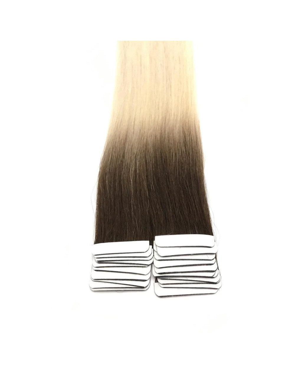 Haarwelten Deluxe Hair Extensions Echthaar-Extension Tape in Hair Echthaartapes, "Caramel Blond" Ombré, Remy Haar für Haare, 100% Echthaartresse für Extensions als Tape