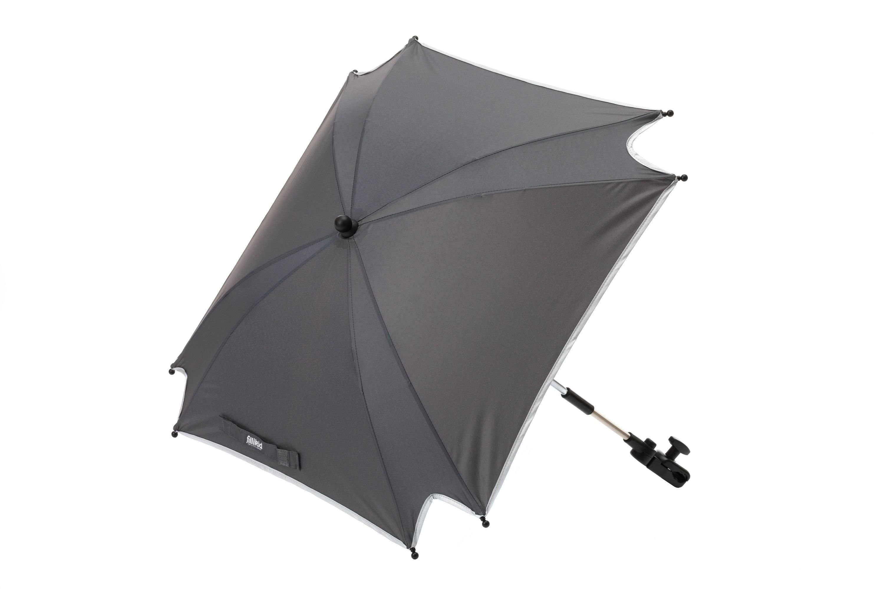 Fillikid Kinderwagen-Sonnenschutzhülle Fillikid Sonnenschirm XL Exclusiv Sonnenschutz für Kinderwagen & Buggy, UV Schutz 50+, abnehmbare Universalhalterung, Wasserdicht, passend für runde und ovale Gestelle, quadratische Form aus 100% Polyester