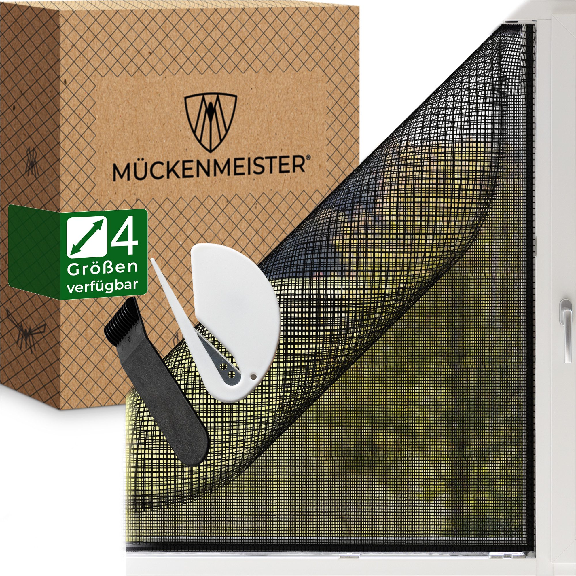 MÜCKENMEISTER Fliegengitter-Gewebe - Fliegengitter Fenster aus Glasfaser - zuschneidbar mit Klebestreifen, verschiedene Größen: 120x240, 130x150, 130x450, 170x180