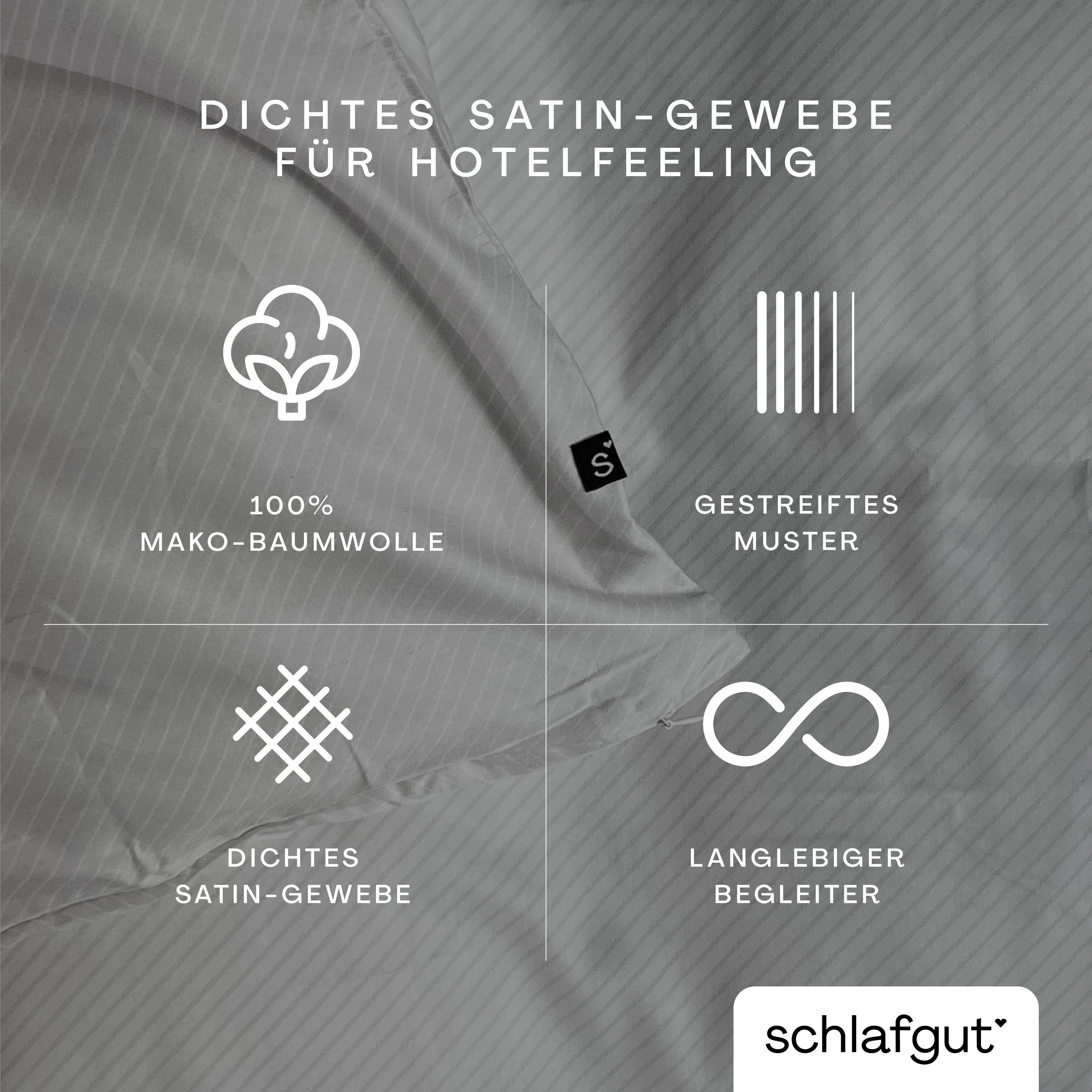 Schlafgut Bettbezug Premium Bettbezug Woven Fade Satin (1 St), (1 St), Ton-in-Ton Reißverschluss, Fadendichte von 300tc, Streifen, OEKO Tex
