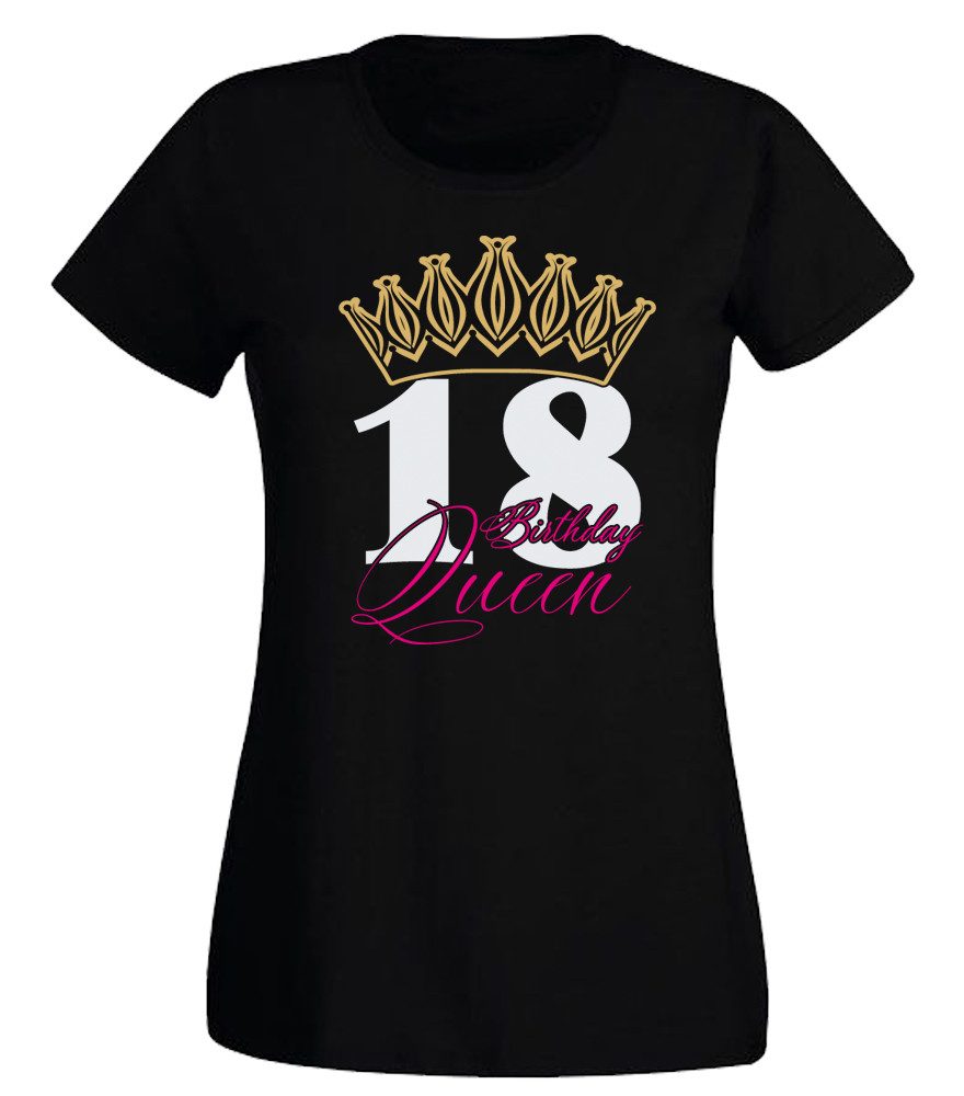 G-graphics T-Shirt 18 – Birthday Queen Slim-fit Damen T-Shirt mit Motiv zum 18. Geburtstag