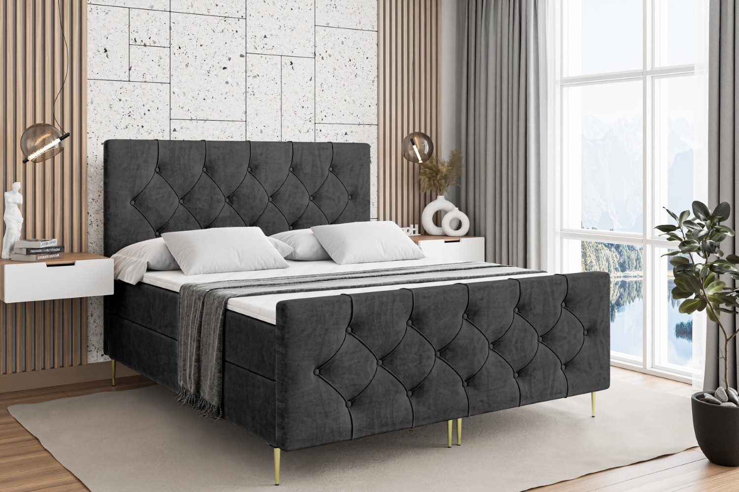 ALTDECOR Boxbett MIRAGE-F-Z (Multipocket-Matratze H4, H3 Matratze Bonellfederung, Topper, Kopfteil)