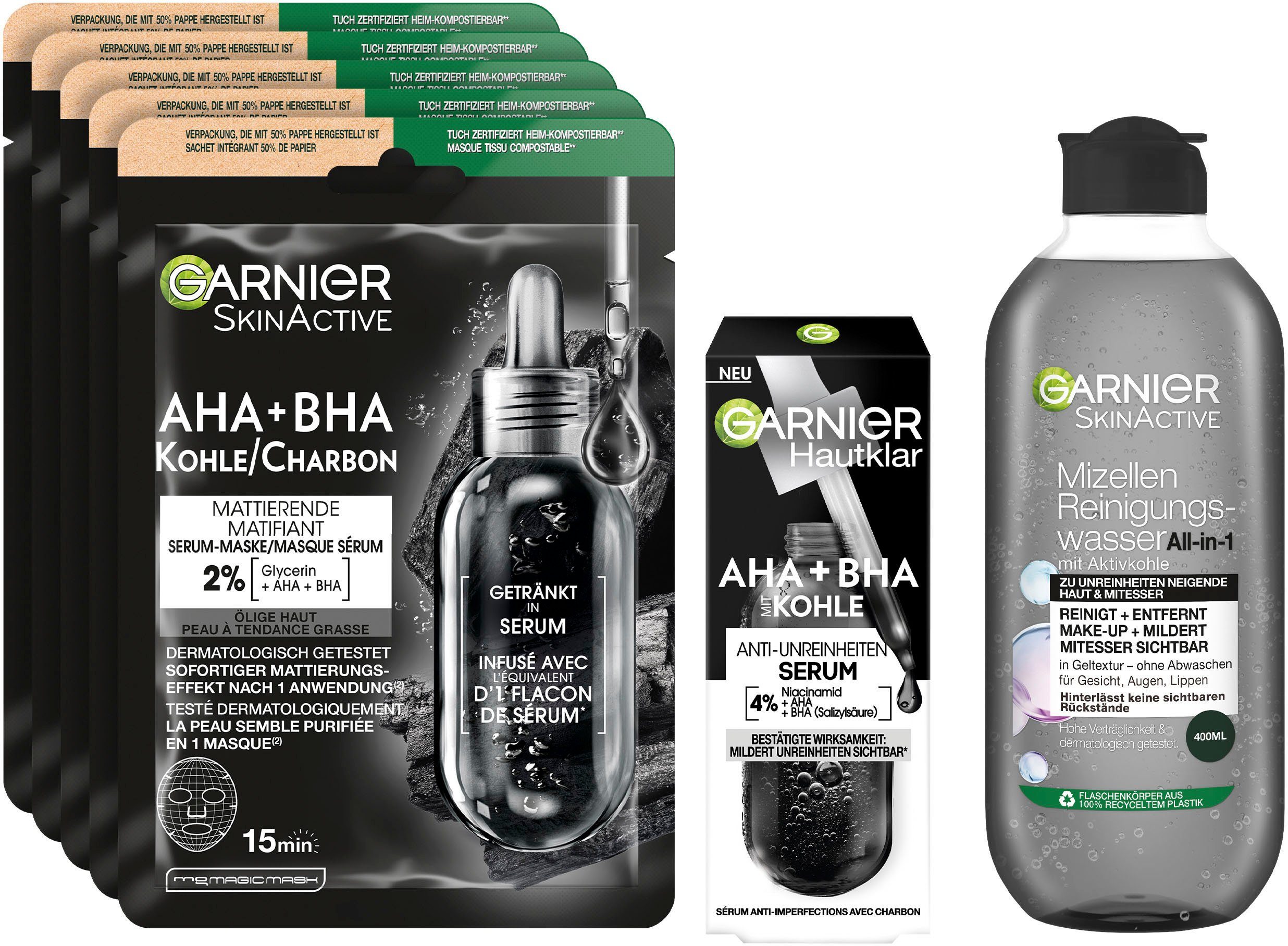 GARNIER Gesichtspflege-Set Black Skin Routine Set Set