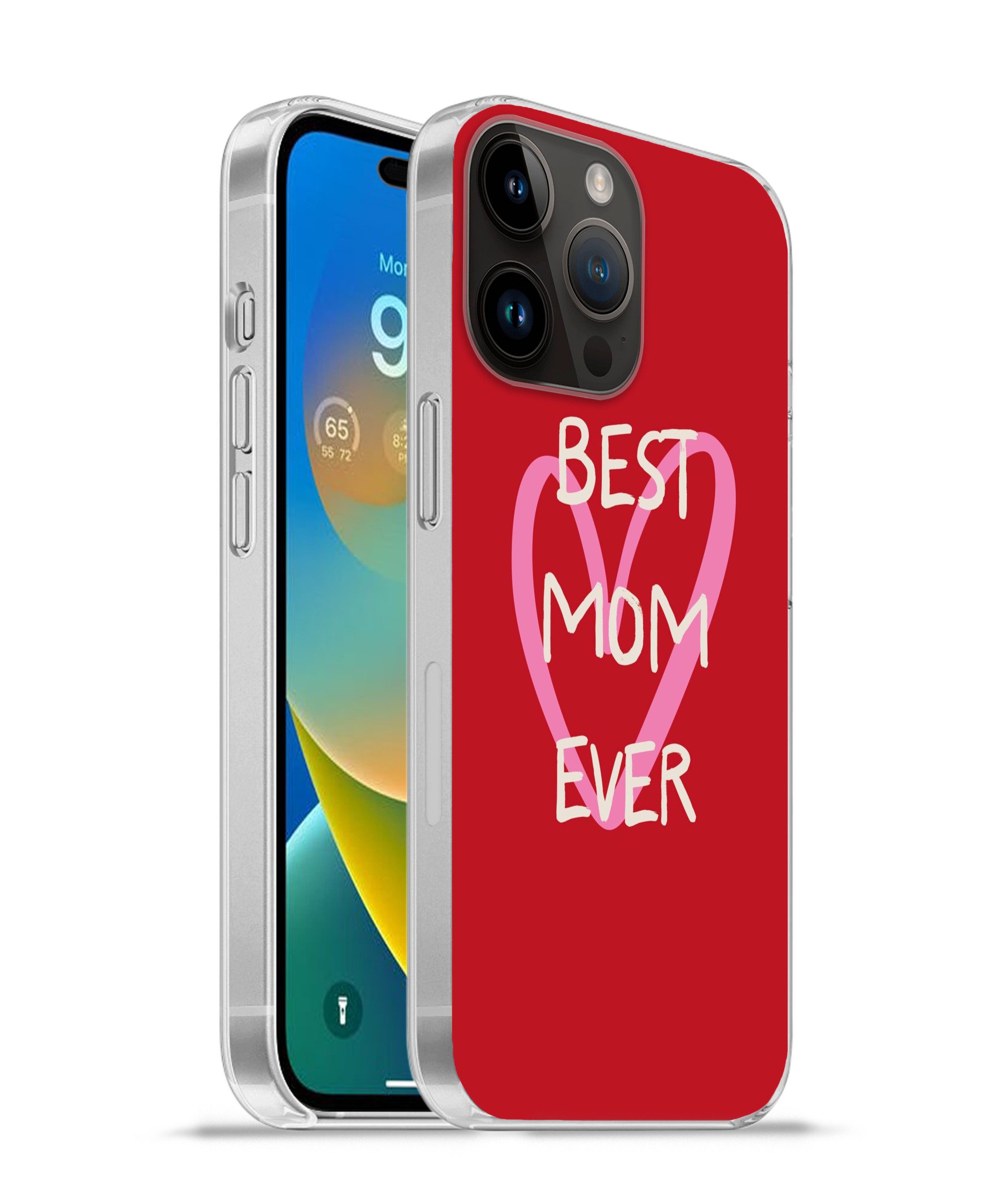 MuchoWow Handyhülle für Apple iPhone 14 Pro Mutter - Zitat - Herz - Rot, Smartphone-Bumper, Print, Handy Schutzhülle Dünn