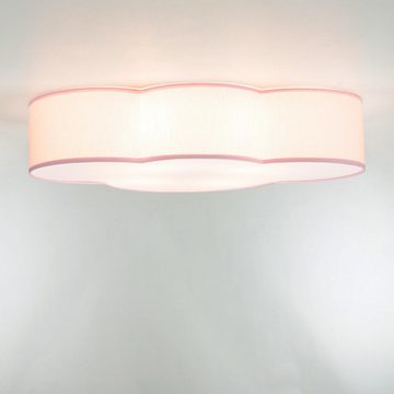 Licht-Erlebnisse Deckenleuchte WOLKI, ohne Leuchtmittel, Kinderzimmerleuchte Rosa Wolke Stoff Metall 2x E27 Wolkenlampe