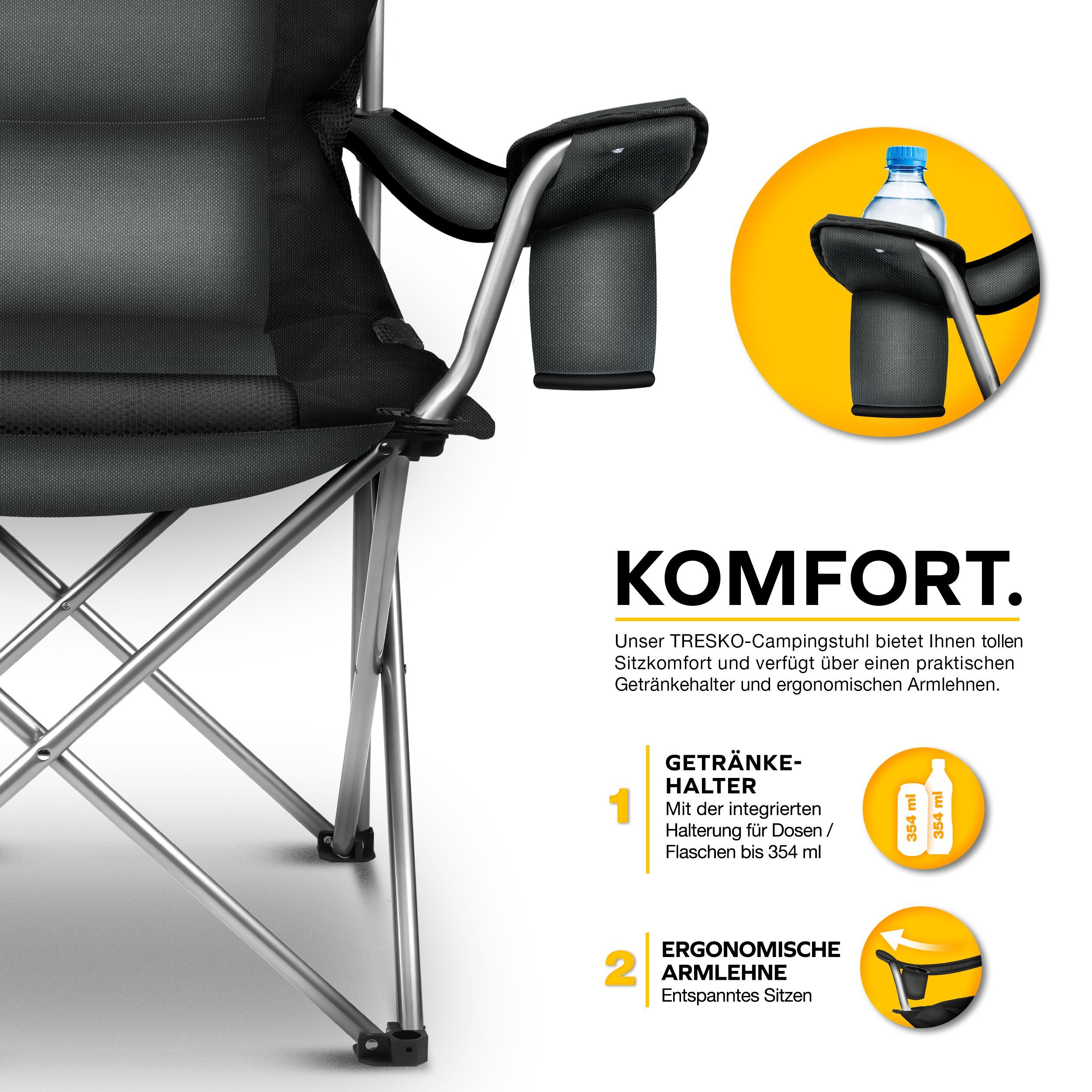 TRESKO Campingstuhl faltbar bis 150 kg Angelstuhl Faltstuhl, Klappstuhl mit günstig online kaufen