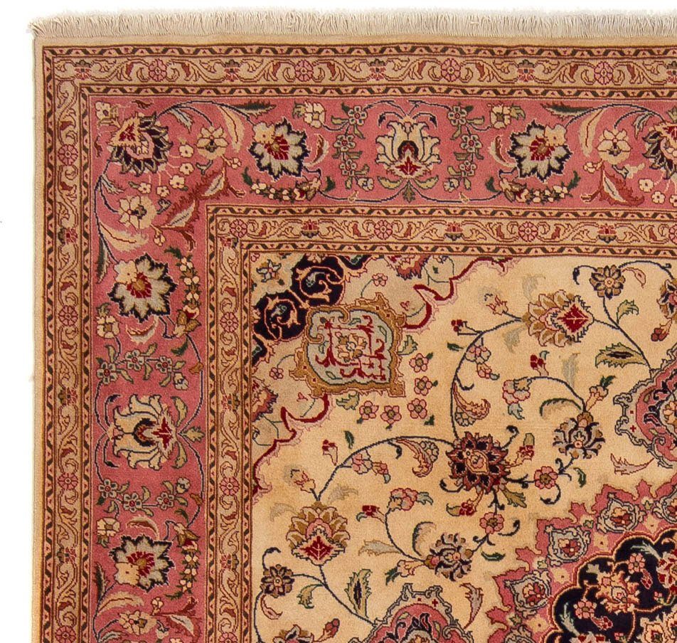 Orientteppich Perser - Täbriz quadratisch mit Handgeknüpft, - morgenland, 10 mm, cm - 250 Einzelstück 244 Höhe: quadratisch, beige, Wohnzimmer, x Zertifikat