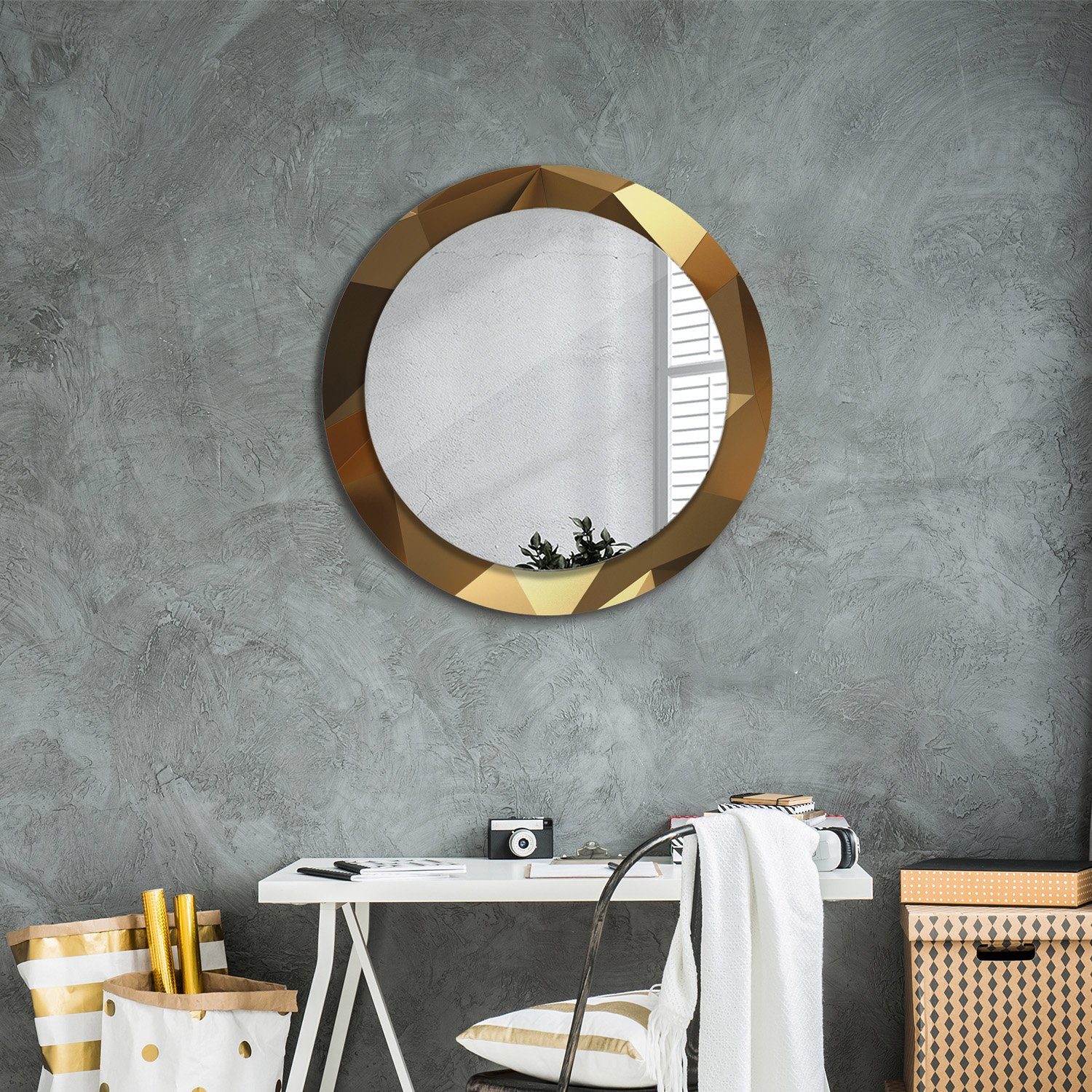 Wandspiegel cm, Badezimmerspiegel Rund: Tulup Wohnzimmer Rundspiegel mit Spiegel Muster Dekospiegel Ø70 Aufdruck