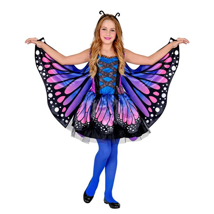 Widmann S.r.l. Kostüm Schmetterling Kostüm für Mädchen - Blau Rosa Feen Kinderkostüm mit Flügeln