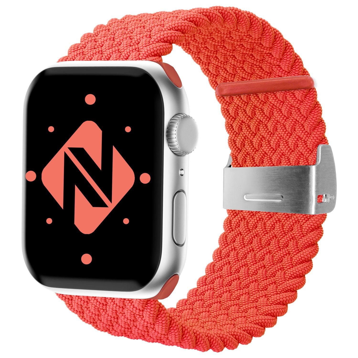 Nalia Smartwatch-Armband Apple Watch 38/40/41/42mm, Flecht-Stoff Uhr Ersatzband / Metall-Schließe / Stufenlos verstellbar