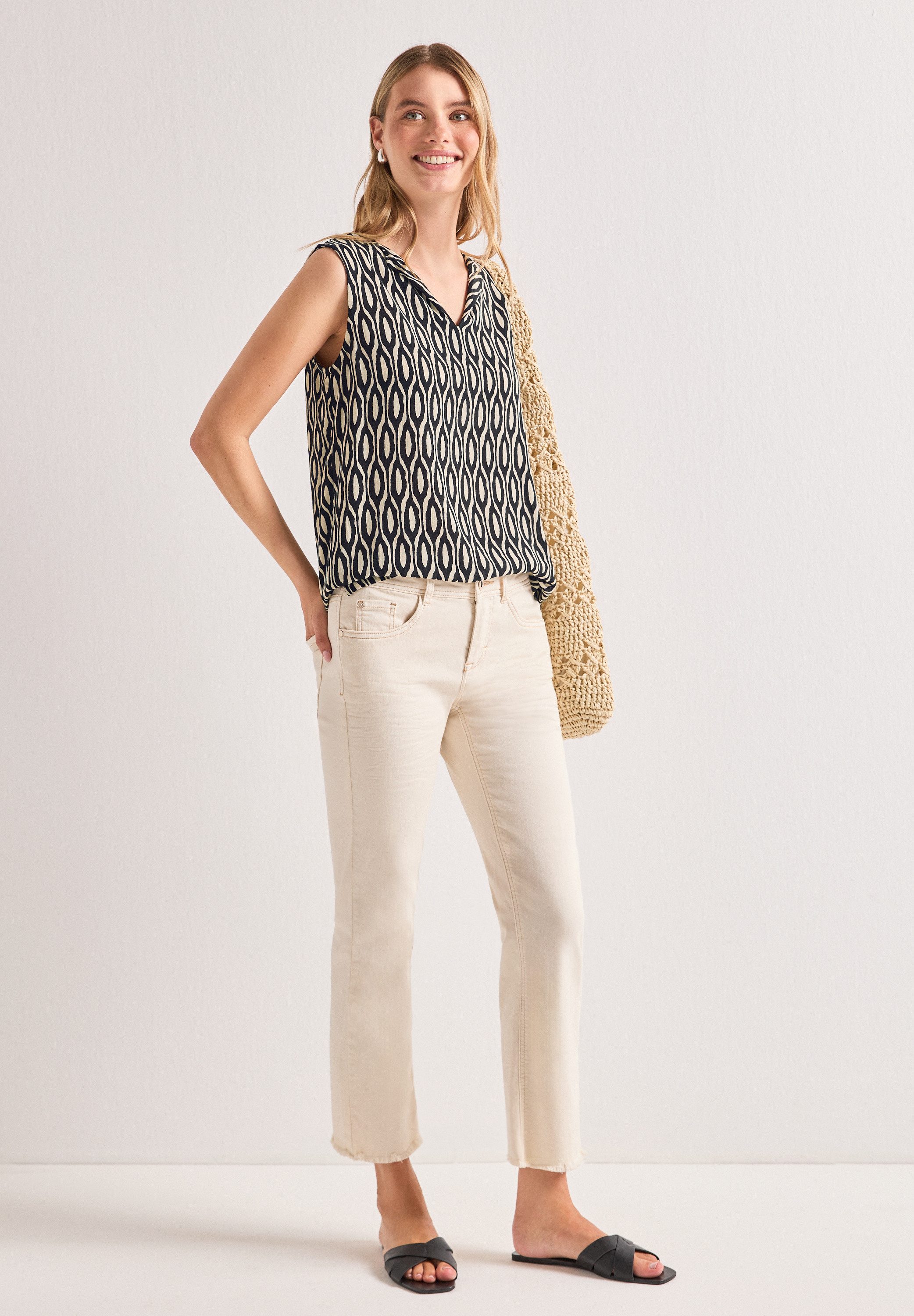STREET ONE Shirttop Sommertop mit Strukturmix und Print