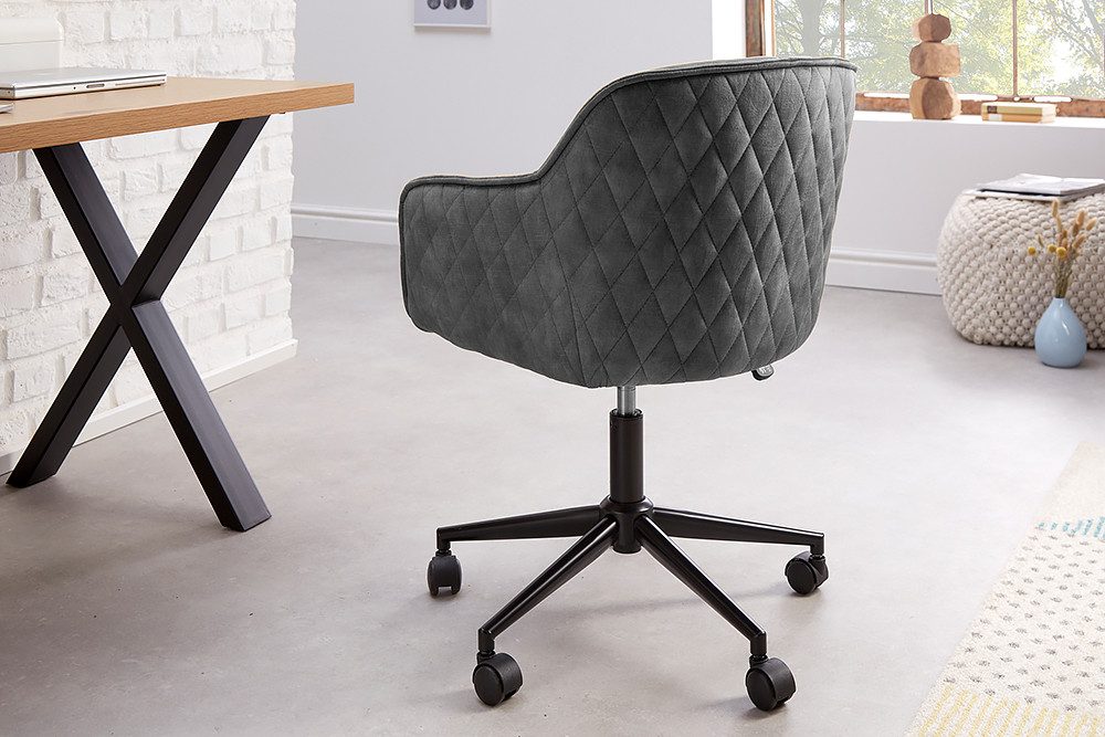 riess-ambiente Drehstuhl EUPHORIA dunkelgrau, Büro · Samt · Metall · höhenverstellbar · mit Armlehne · Home Office