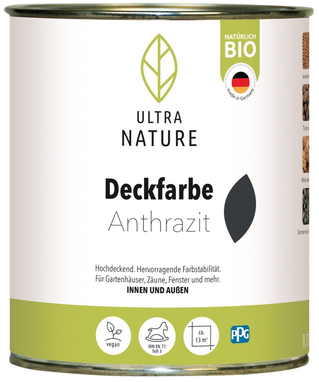 ULTRA NATURE Holzschutzlasur Ultra Nature Deckfarbe 750 ml anthrazit