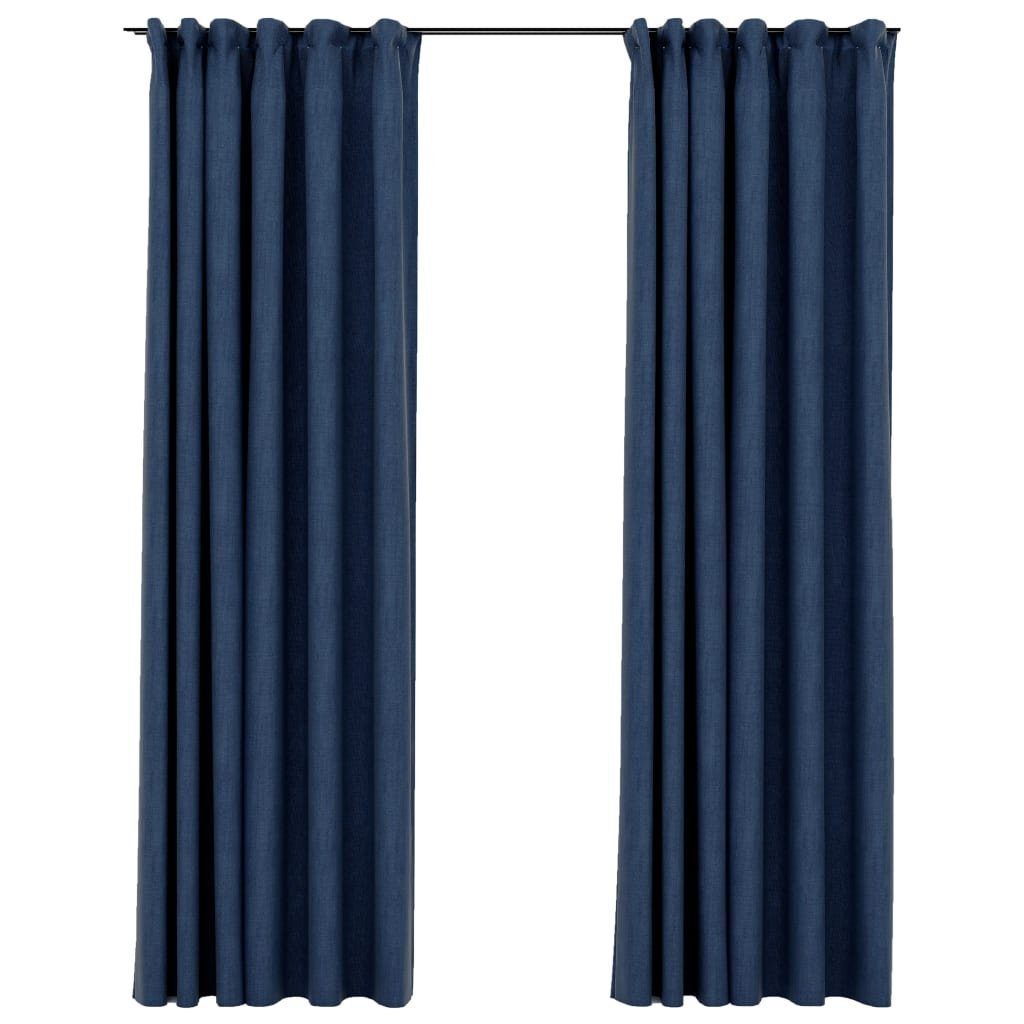 Vorhang Verdunkelungsvorhänge Haken (2 140x225cm, furnicato, St) Stk. 2 Blau Leinenoptik