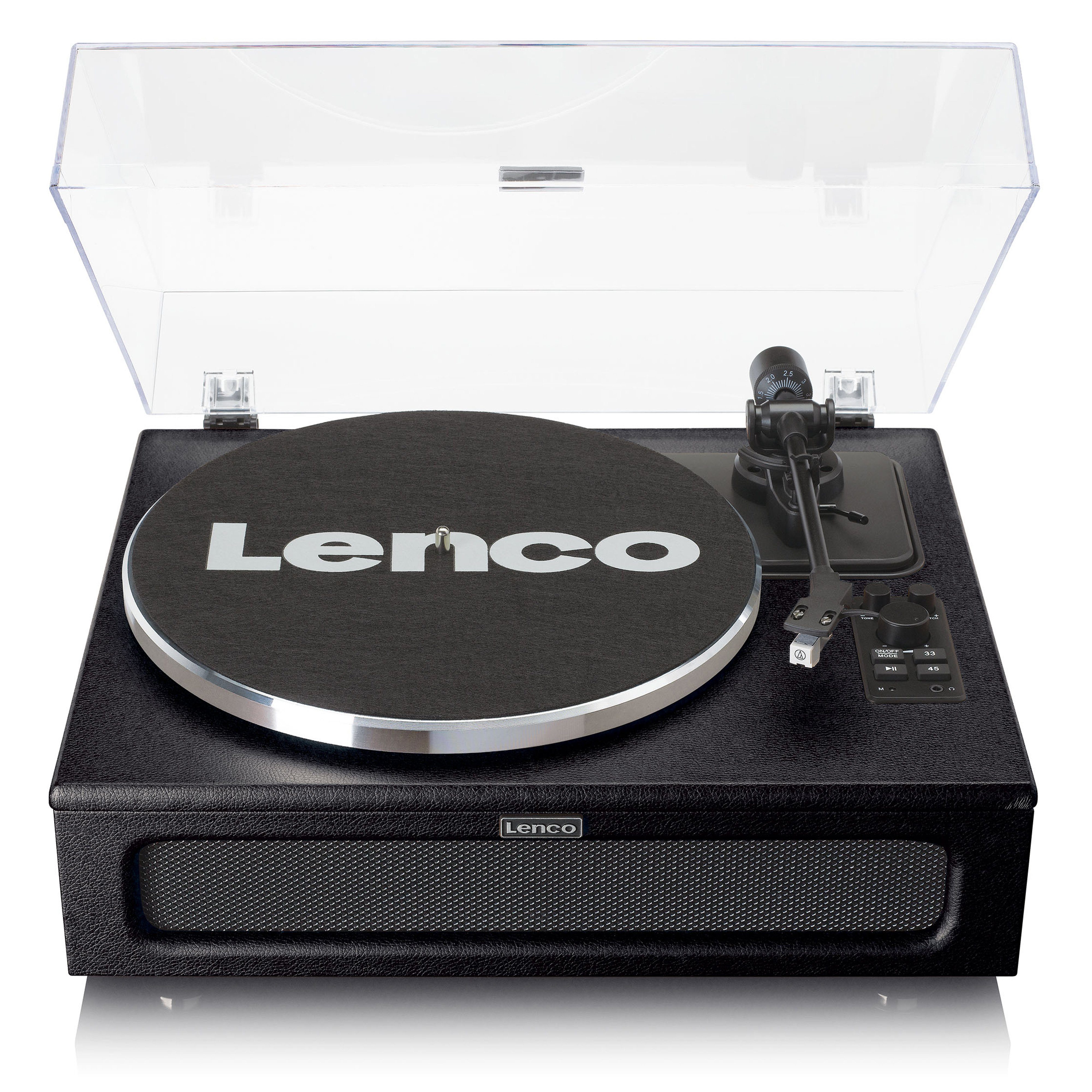 Lenco LS-430BK Plattenspieler (Riemenantrieb, Bluetooth, Schallplattenspieler mit Lautsprecher, Bluetooth 5.0 inkl. Staubschutz)