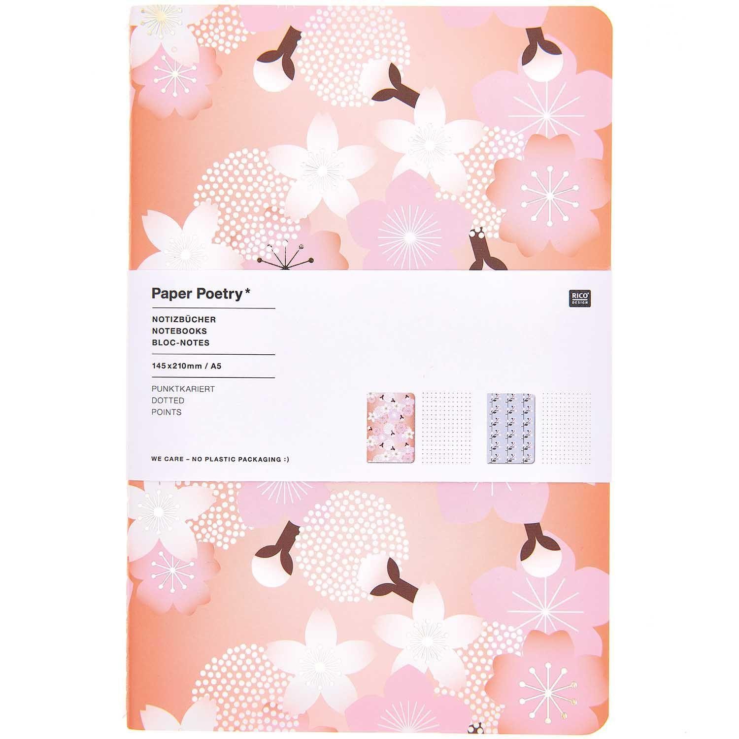 Notizbuch Notizbücher Sakura Sakura, DIN A5, orange/blau FSC MIX