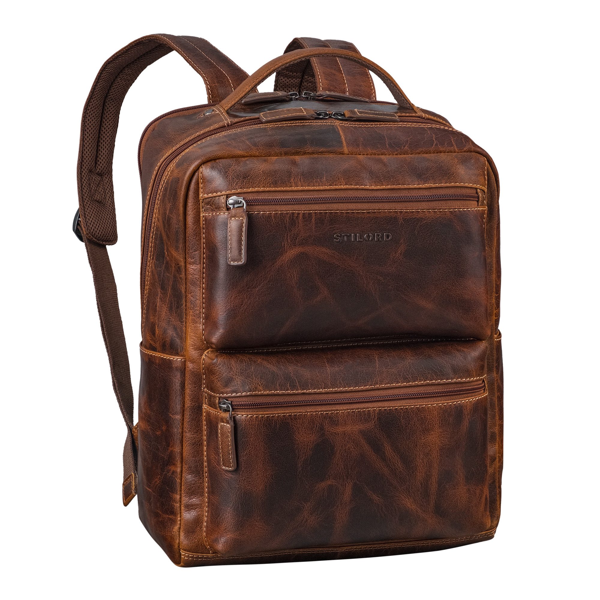 STILORD Notebook-Rucksack "Gustavo" Echt Leder Rucksack Herren und Damen Groß Laptopfach 15 - 16