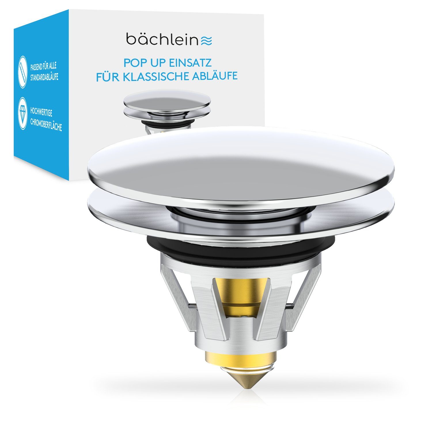 Bächlein Пробки для мийки Pop-Up Пробки для мийки, für Abläufe Ø 40 mm, einfache Installation, integriertes Haarsieb