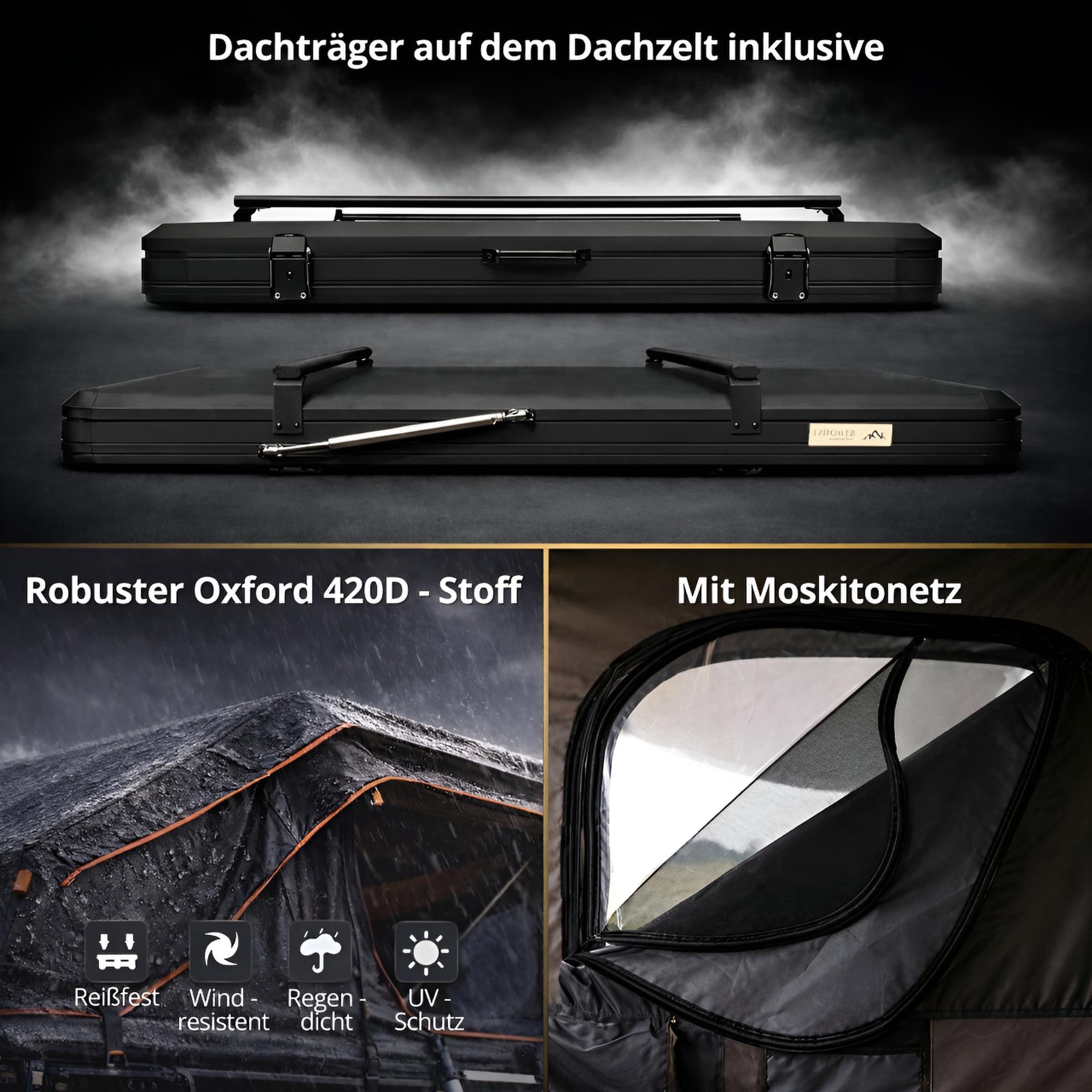 TZIpower Dachzelt Autodachzelt Aluminium Hardcase Dachzelt Auto Camping LED Dachträger, Personen: 3 (1 tlg)