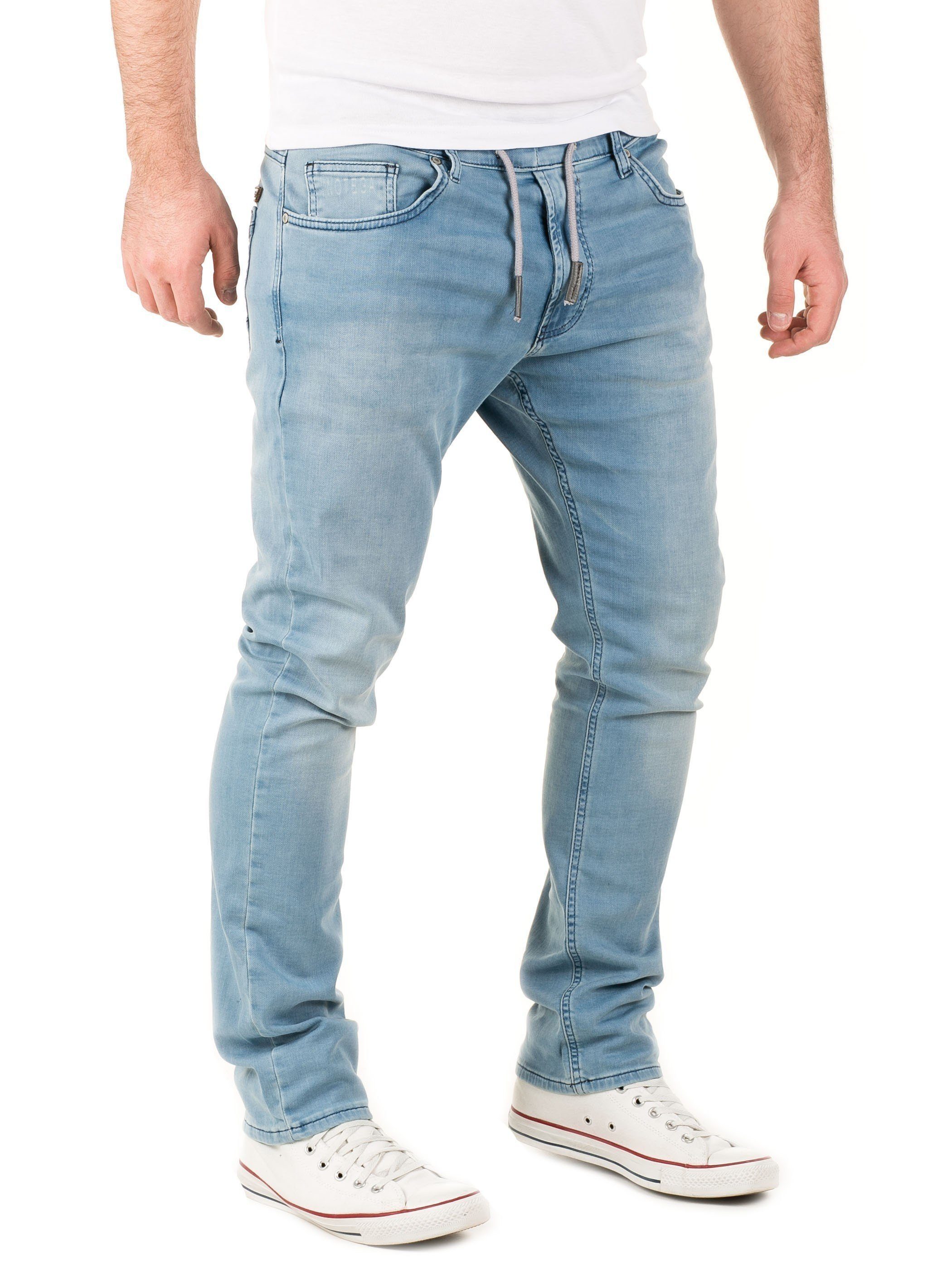 Jeans Herren in Jogging WOTEGA in Noah Jogginghose Hose Blau Shadow Sweathosen (Blue Denim Stretch Jeans-Look Slim-fit-Jeans 3R4020)