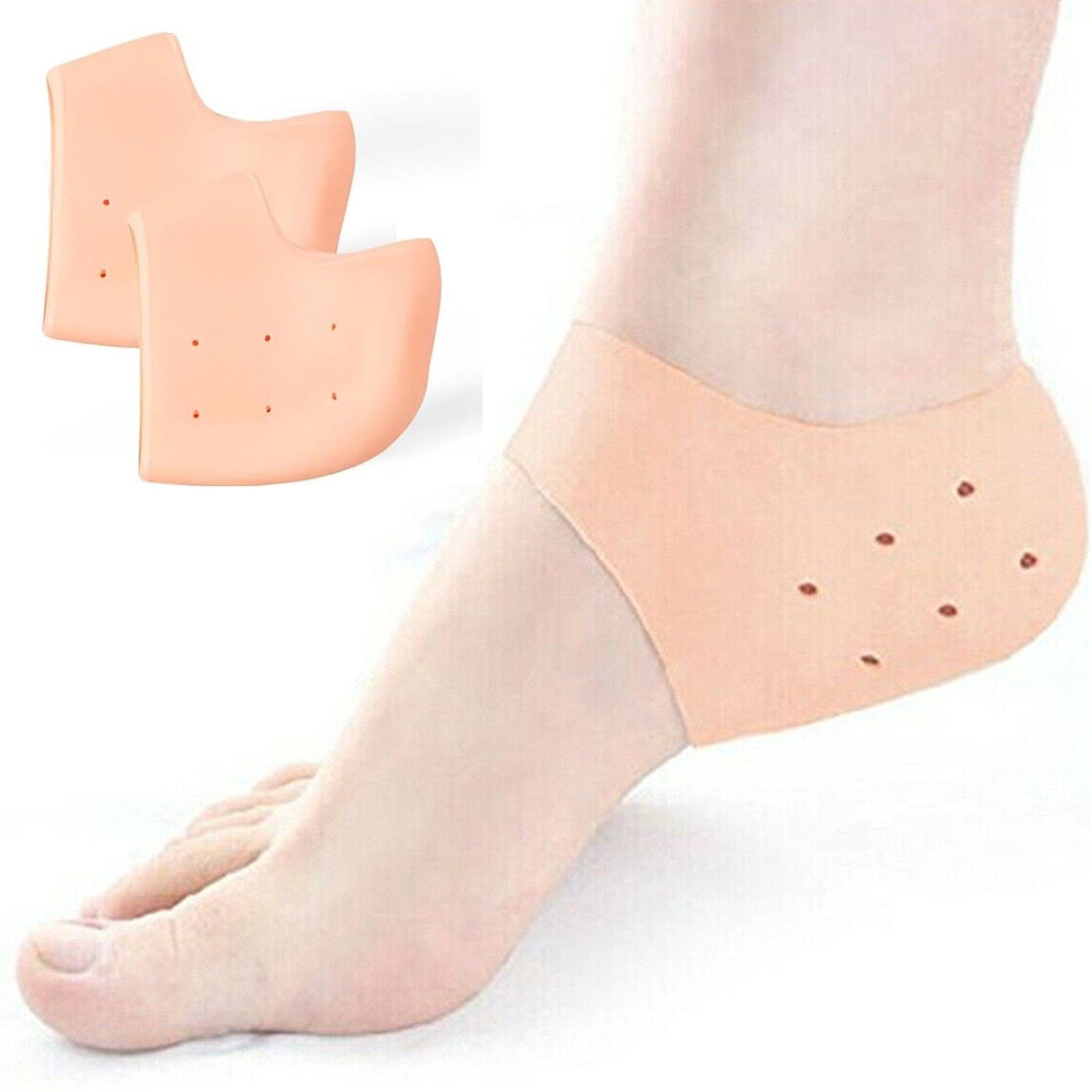 Olotos Fersenpolster Silikon Fersenschoner Fersensporn Gelsocken Einlegesohlen Fersenschutz, aus reinem Silikon, lindert Schmerzen in der Ferse rissigen Fersen