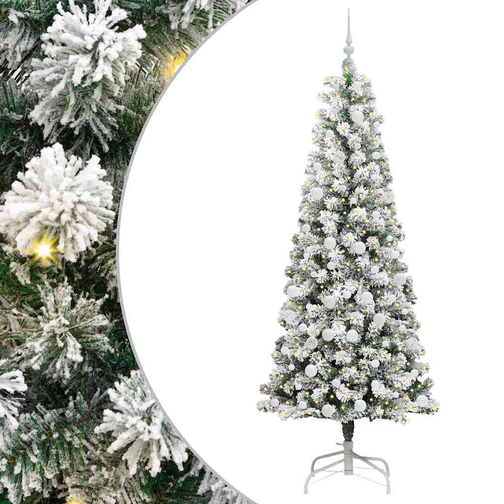 furnicato Künstlicher Weihnachtsbaum Künstlicher klappbarer Weihnachtsbaum Grün und Weiß 210 cm