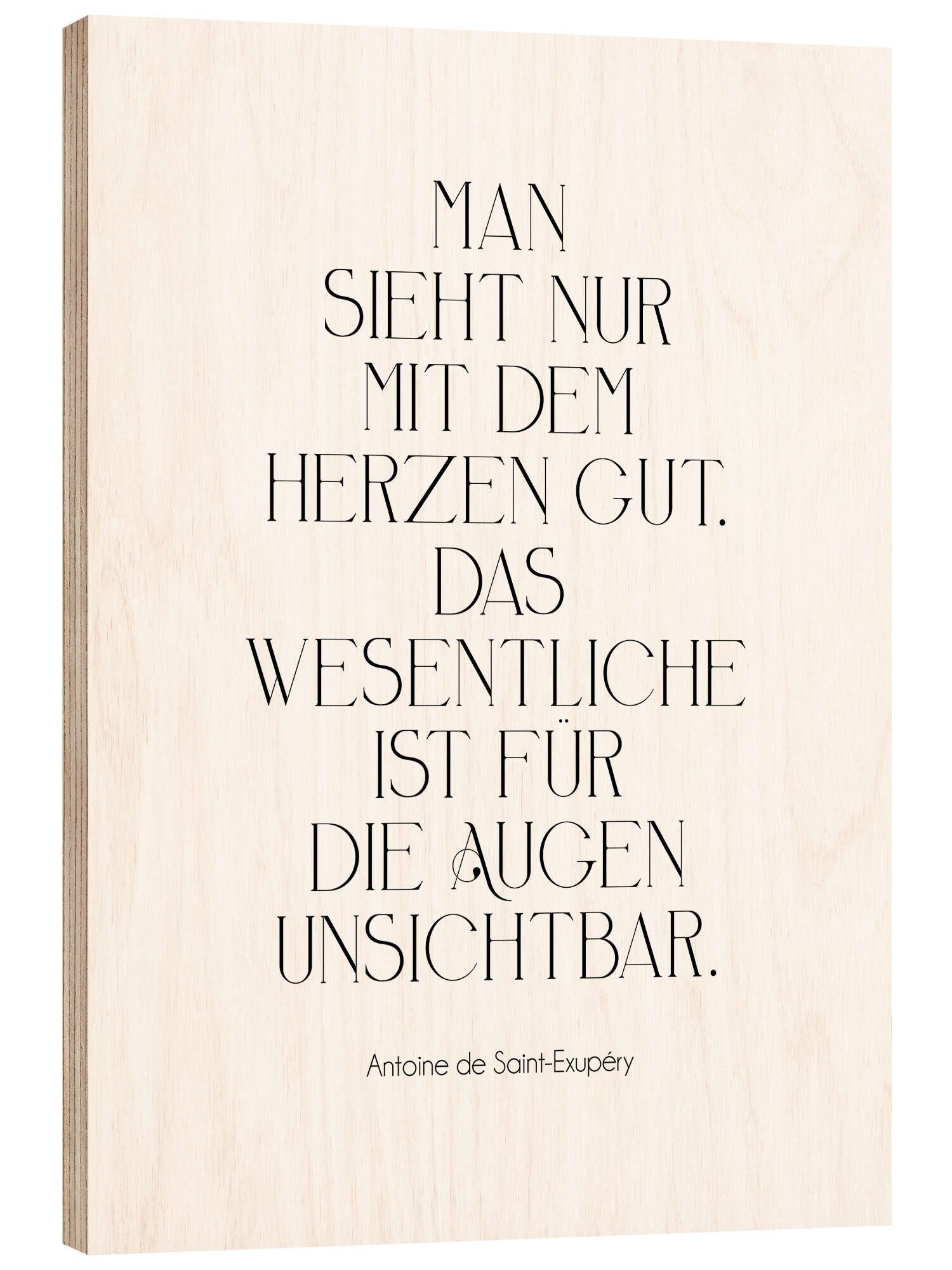 Posterlounge Wandbild Exupéry Zitat - Man sieht nur mit dem Herzen gut I, Typobox, erhältlich als Poster, Leinwandbild, Wandsticker oder Acrylglasbild