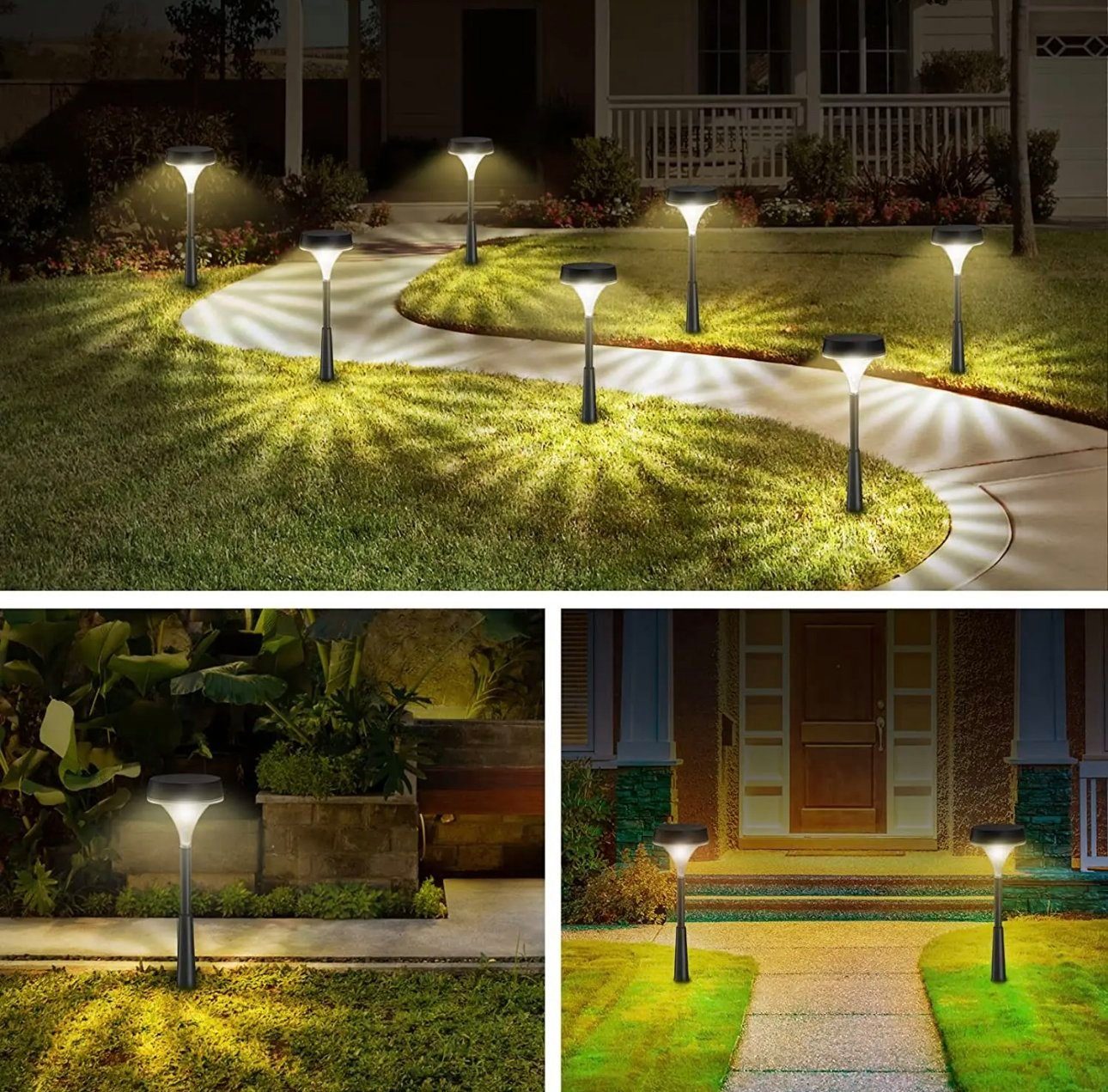 Gartenbeleuchtung, Wegebeleuchtung Warmweiß Solar fest Mehrfarbig, D-IDEAZ Solarleuchte, Mehrfarbig LED LED Gartenleuchte integriert, 4x
