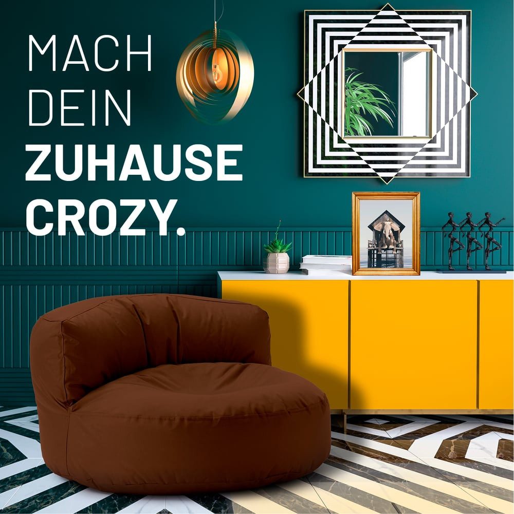 Lumaland Sitzsack Round Sofa Sitzkissen Bean Bag Couch Lounge, inkl. Rückenlehne In-& Outdoor 90x90x50cm