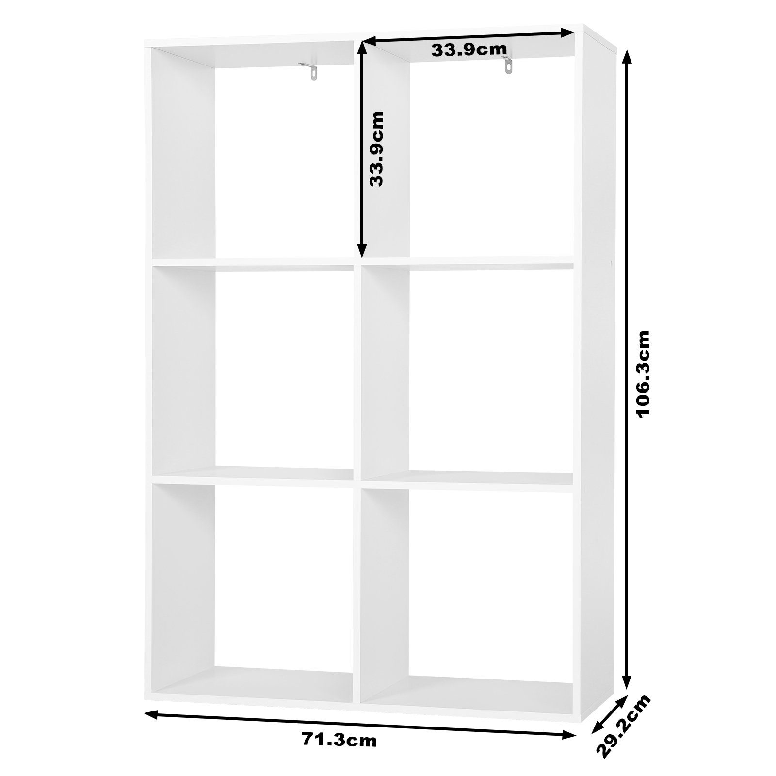 Woltu Bücherregal, 1-tlg., mit 3 Ebenen 6 Fächern, Aktenschrank