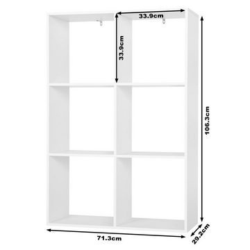 Woltu Bücherregal, 1-tlg., mit 3 Ebenen 6 Fächern, Aktenschrank