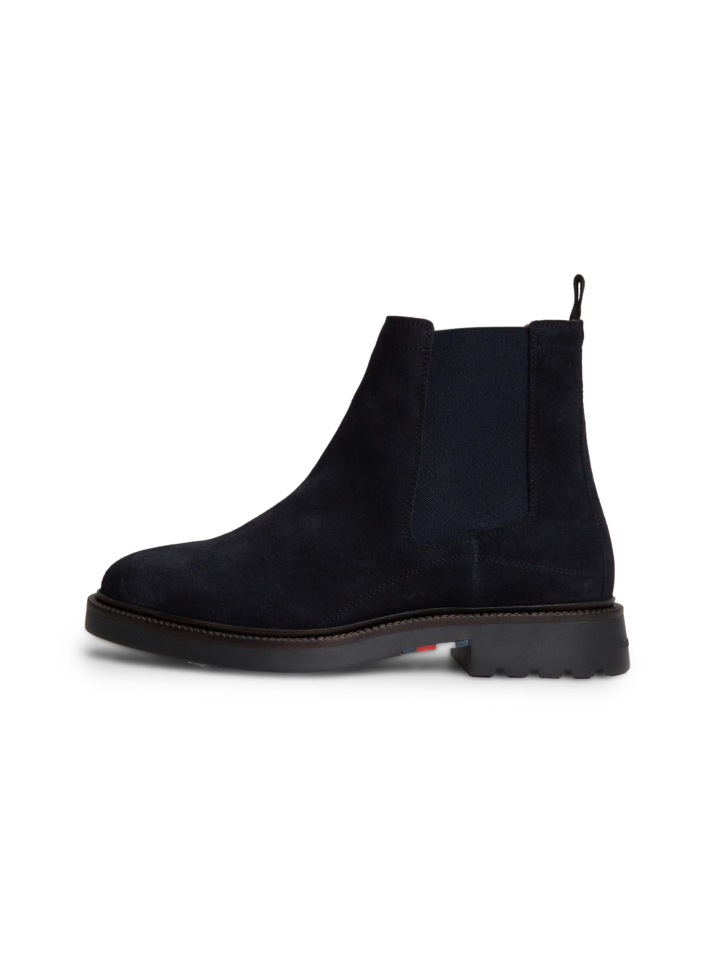 Tommy Hilfiger CORPORATE CASUAL SUEDE CHELSEA Chelseaboots Blockabsatz, Stiefelette mit praktischer Anziehlasche, schmale Form – Bild 5 von 5