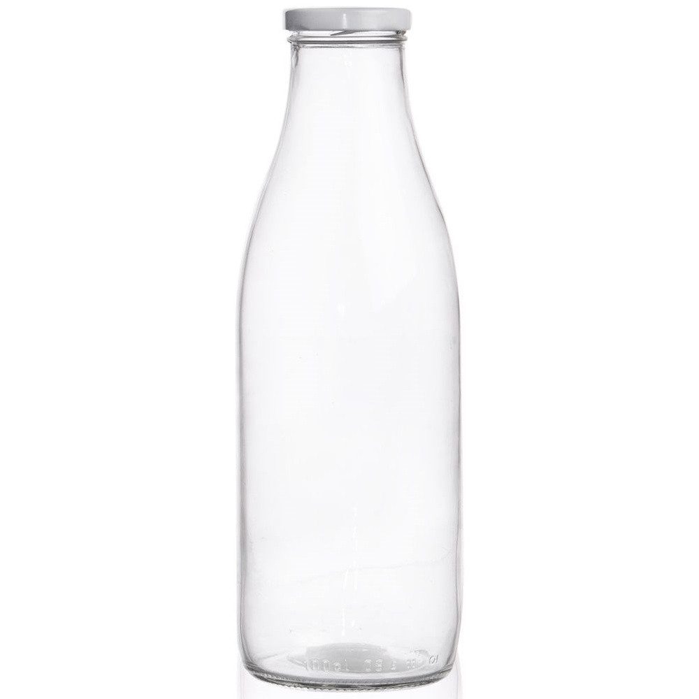 Orion Group Karaffe Glas Karaffe 1L für Milch mit Schraubverschluss, (2-tlg), robust, leicht zu reinigen, spülmaschinenfest