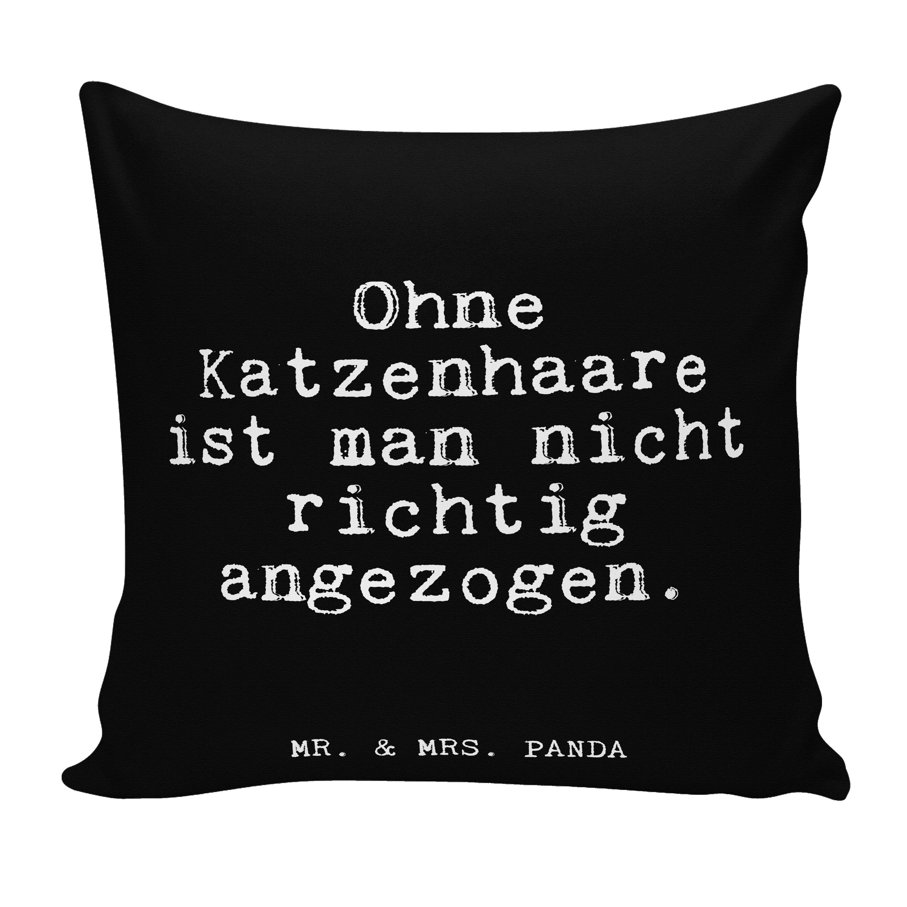 Mr. & Mrs. Panda Dekokissen Ohne Katzenhaare ist man... - Schwarz - Geschenk, Kopfkissen, Tiger