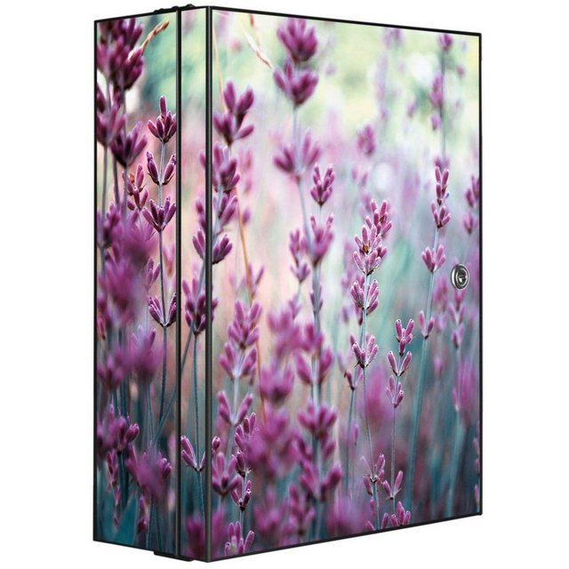 banjado Medizinschrank “Stahl Lavendel” (abschließbar, 3 große und 2 kleine Fächer) 35 x 46 x 15cm