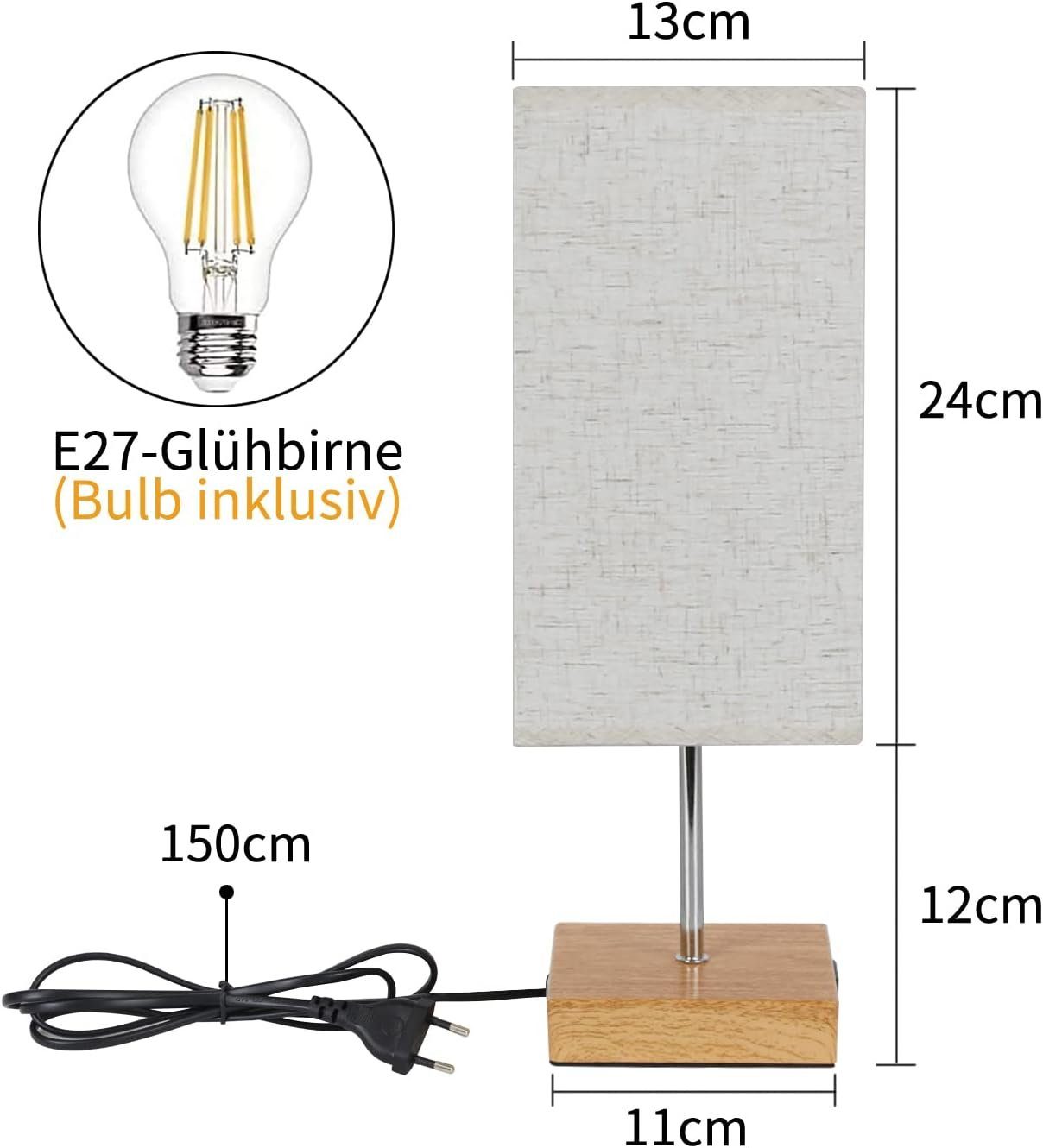 ZMH Tischleuchte Schlafzimmer Touch Nachttischlampe - Warmweiß Dimmbar