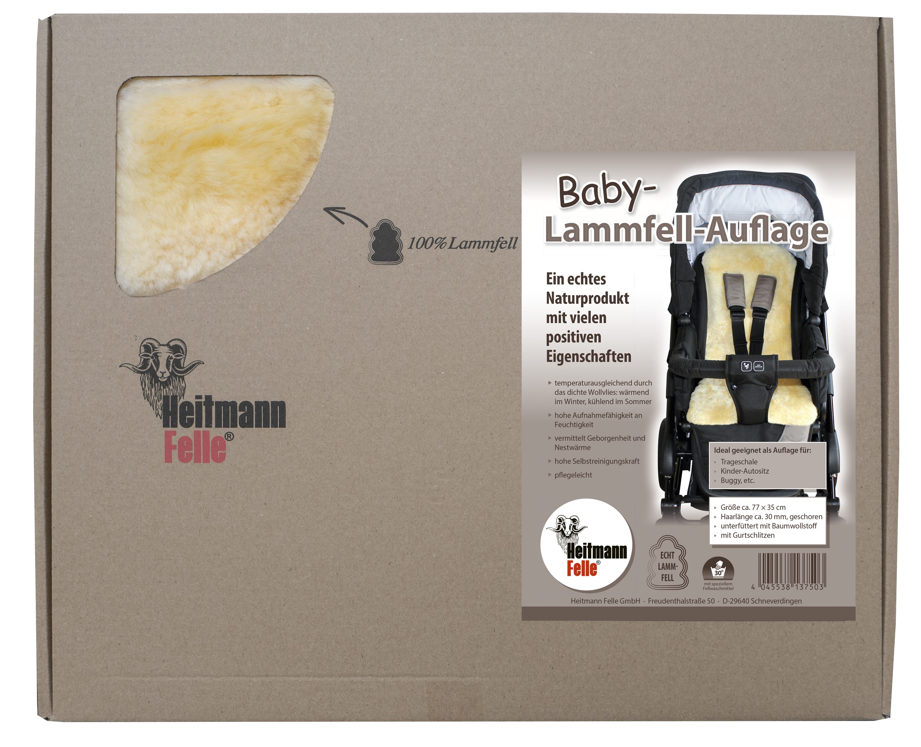 Babylammfell Lammfell-Einlage, Heitmann Felle, echtes Lammfell, geschoren, mit 5 Gurtschlitzen, vielseitig einsetzbar – Bild 3 von 4
