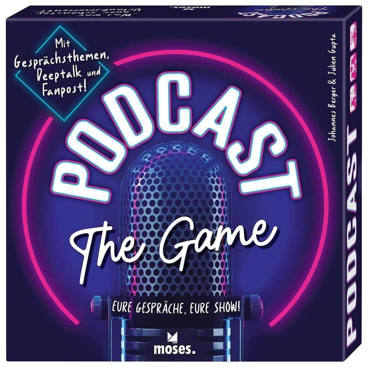 Moses. Verlag Spiel Podcast - The Game - Eure Gespräche, eure Show! Partyspiel, ab 14 Jahren, 200 Karten, Gesprächsspiel